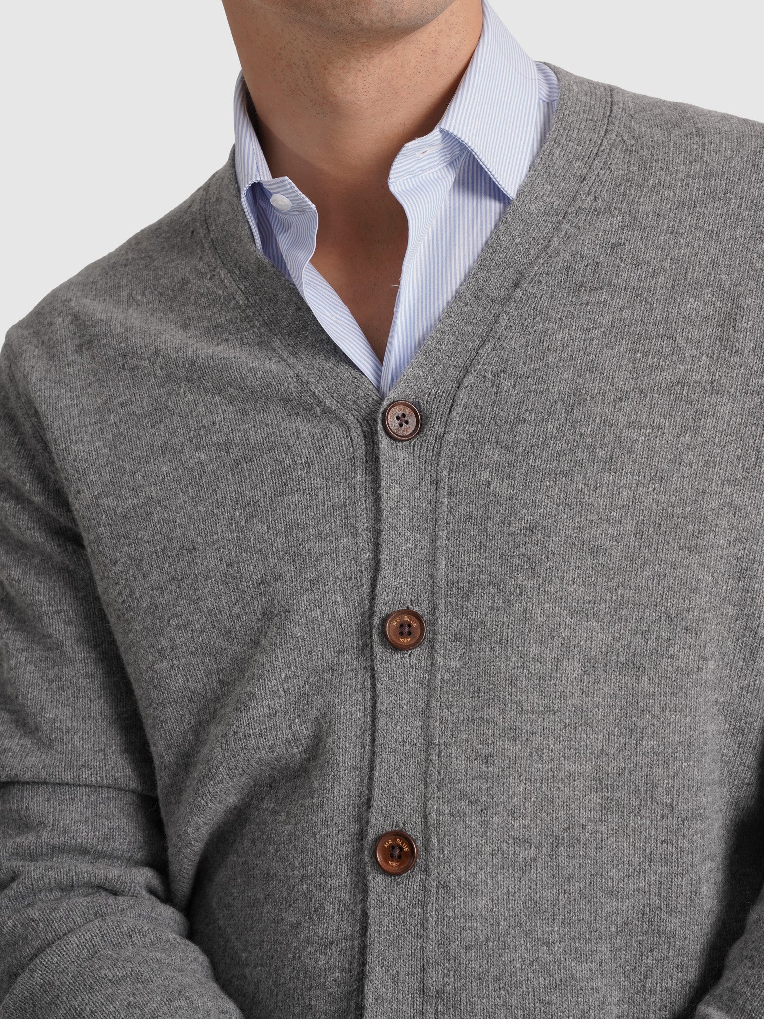 GRAY WOOL PULLOVER LONG SLEEVE REGULAR FIT MR. BLUE