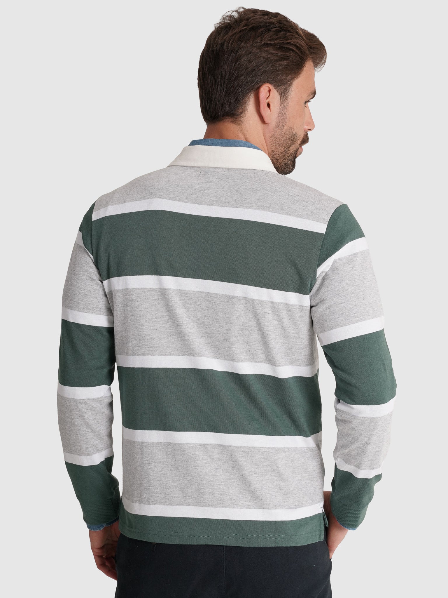 RUGBY GREEN COTTON LONG SLEEVE REGULAR FIT MR. BLUE