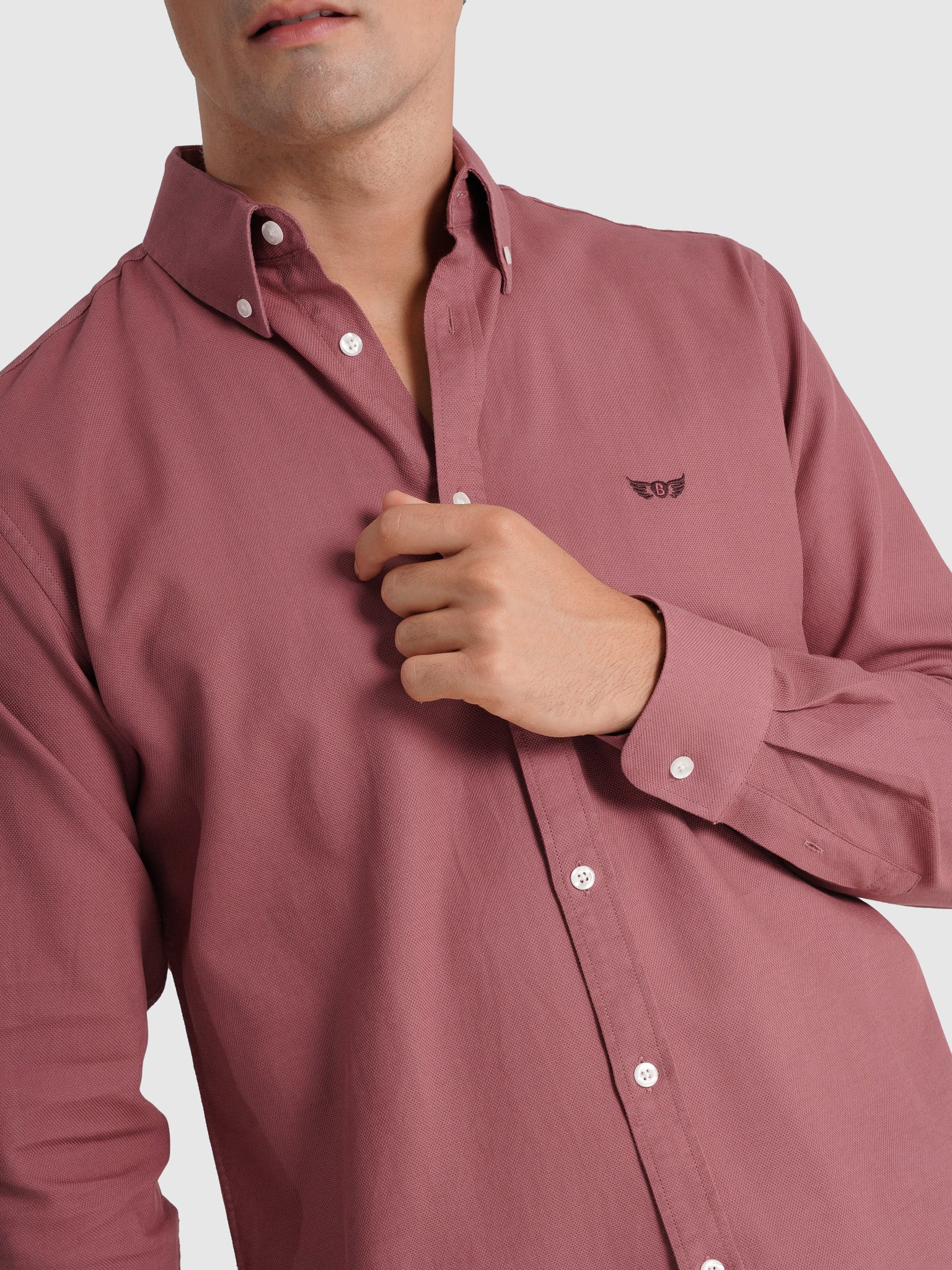 RED COTTON SHIRT LONG SLEEVE REGULAR FIT MR. BLUE