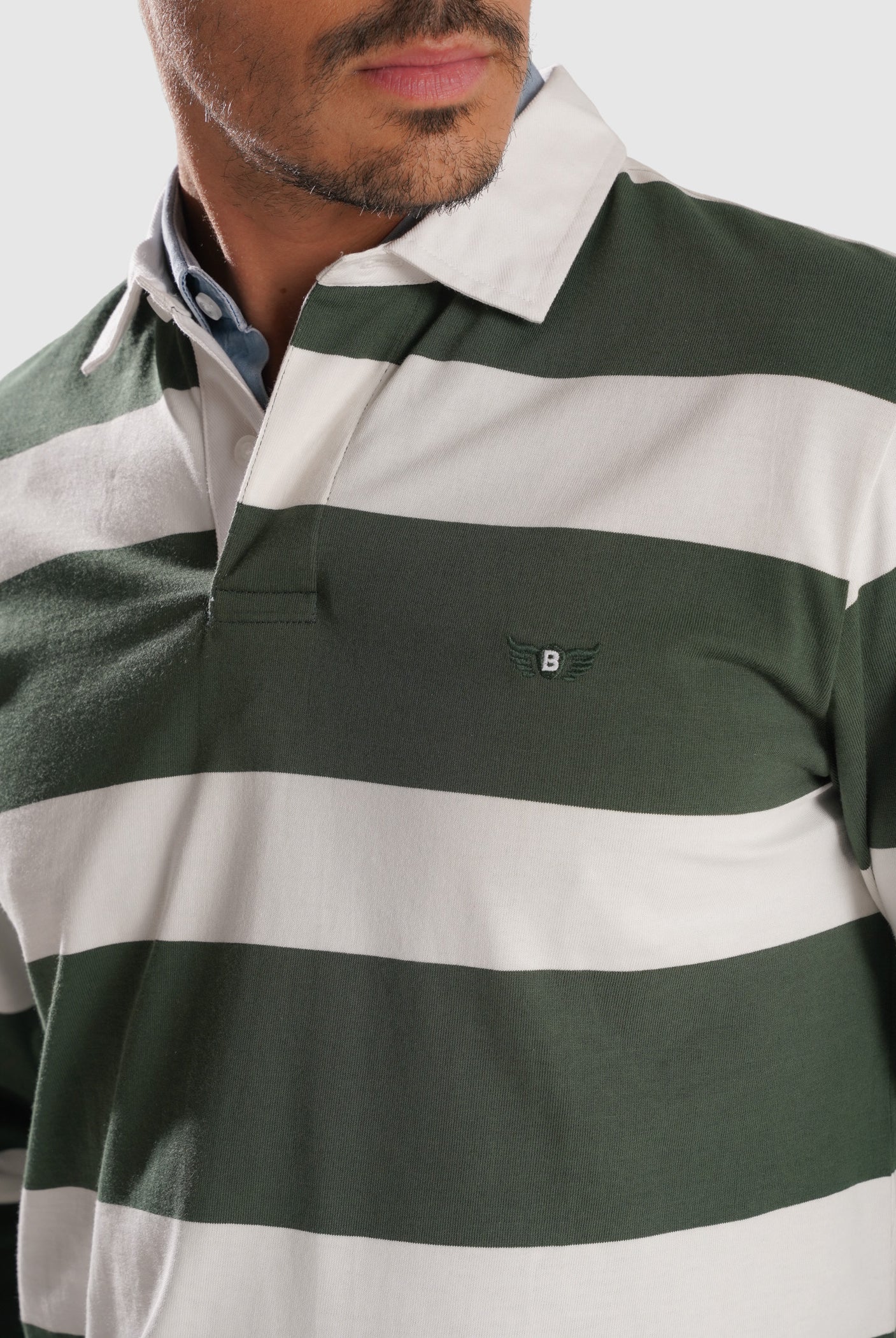 RUGBY GREEN COTTON LONG SLEEVE REGULAR FIT MR. BLUE
