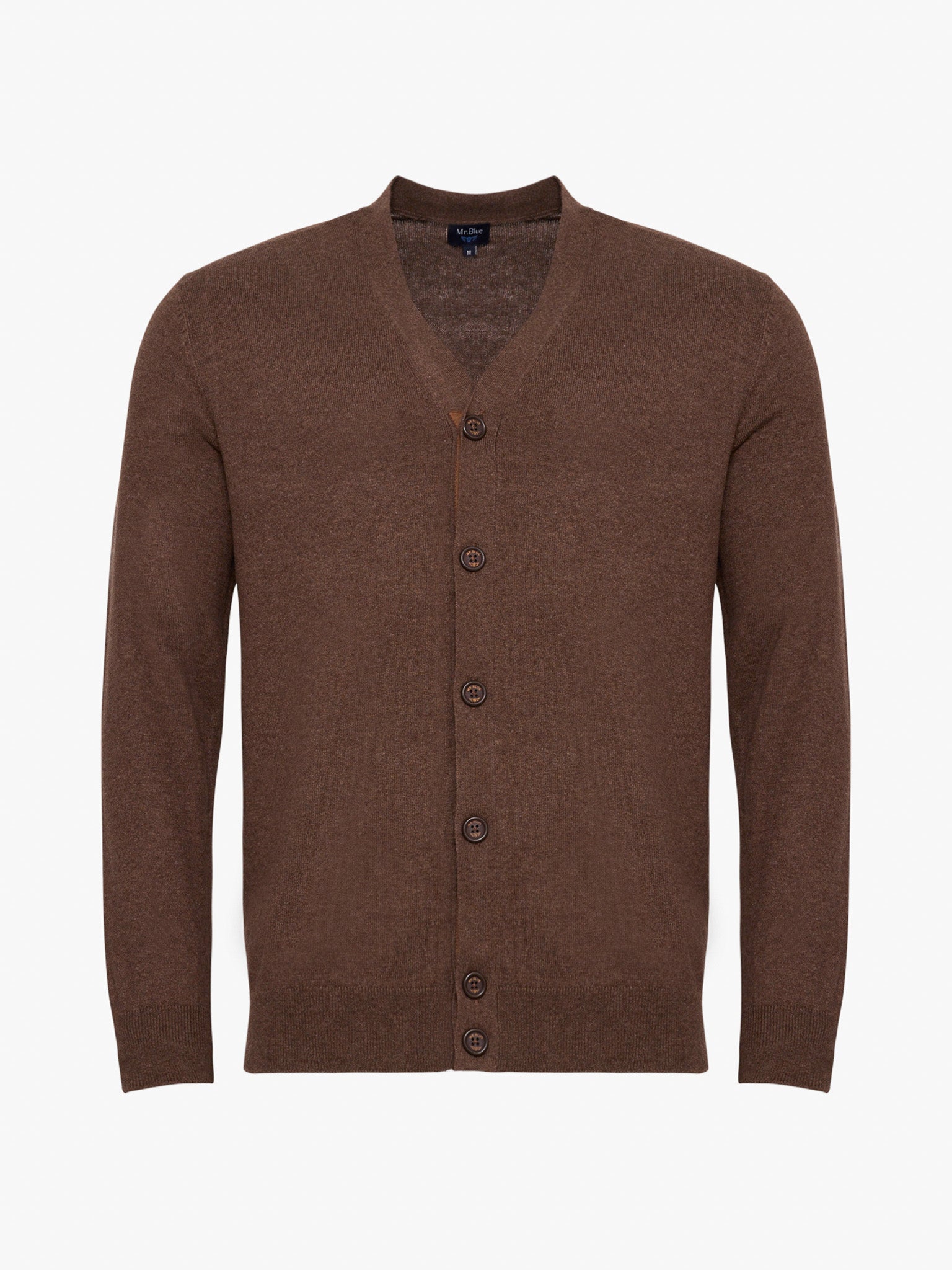 BROWN CASHMERE PULLOVER WITH REGULAR FIT MR ELBOW PADS. BLUE