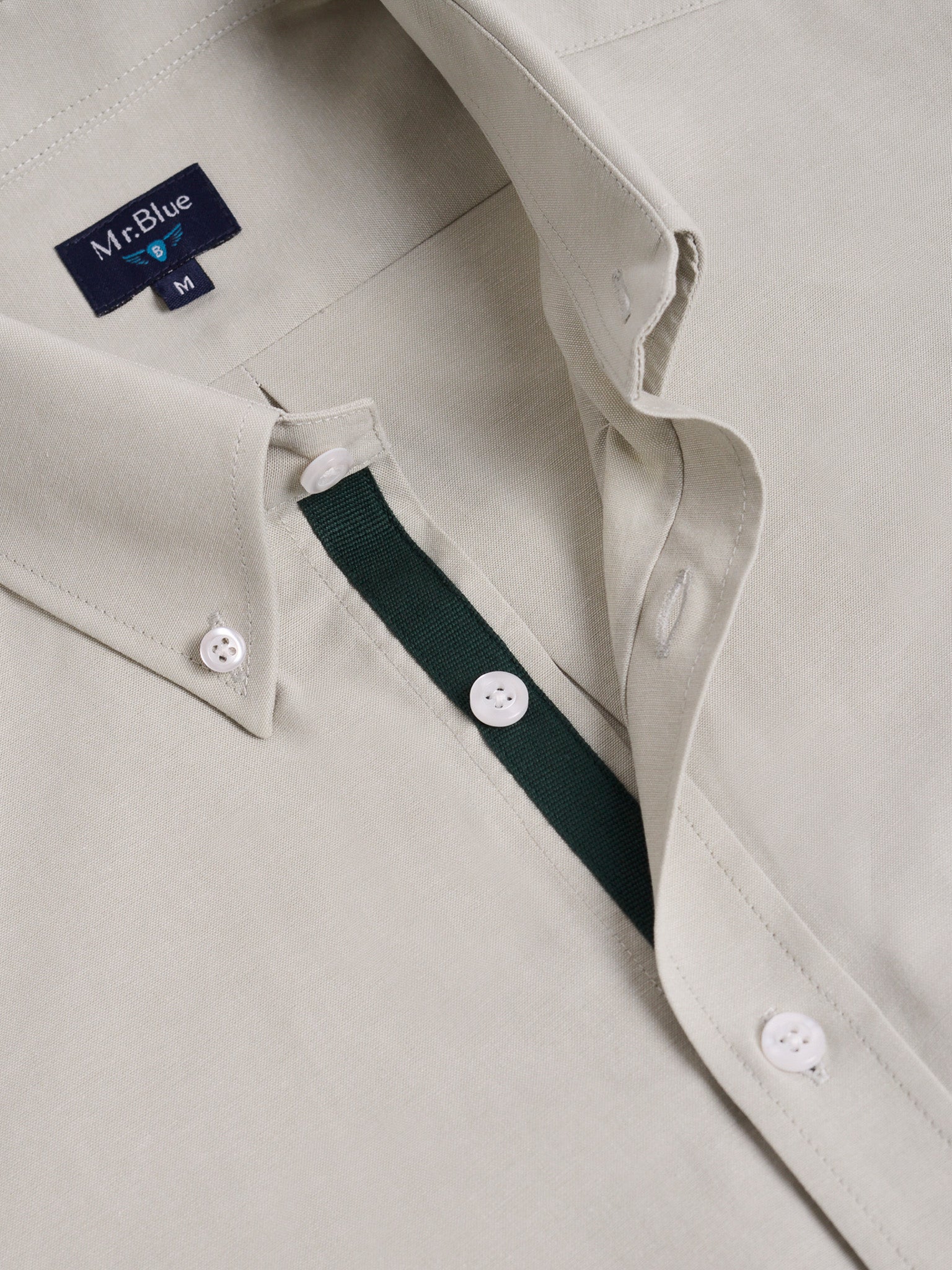 GREEN COTTON SHIRT LONG SLEEVE REGULAR FIT MR. BLUE