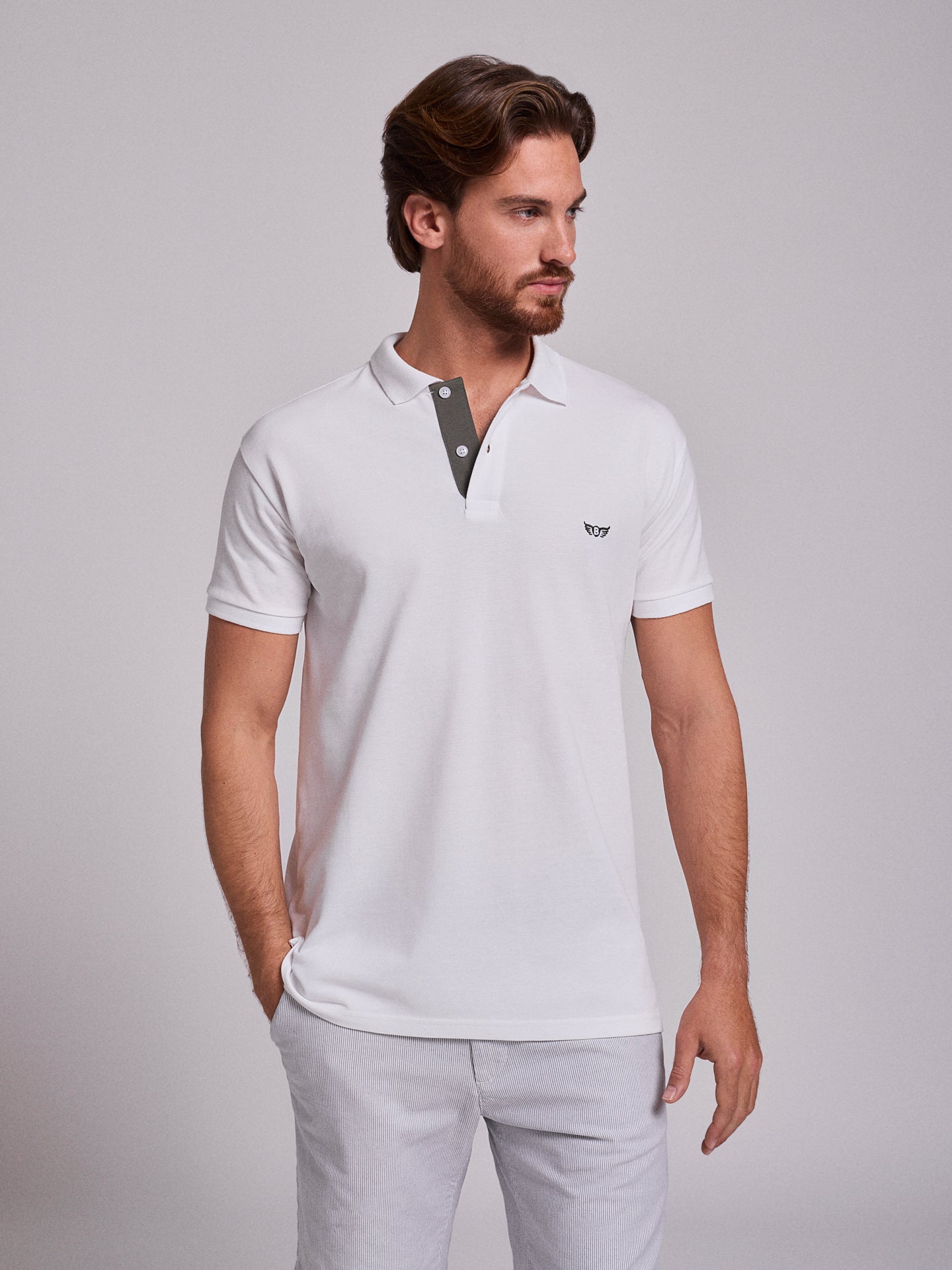 WHITE POLO SHORT SLEEVES REGULAR FIT MR. BLUE
