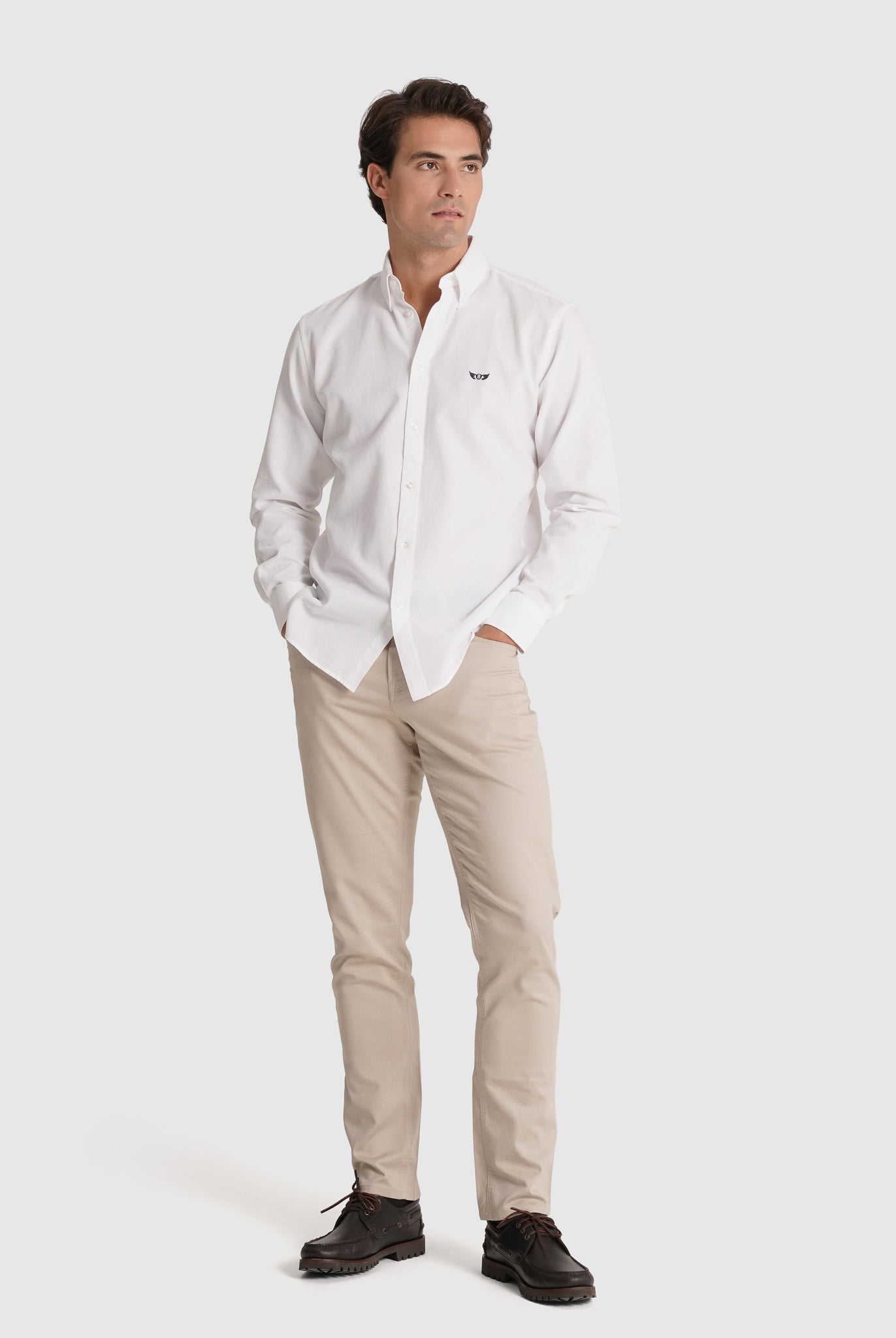 WHITE COTTON SHIRT LONG SLEEVE REGULAR FIT MR. BLUE