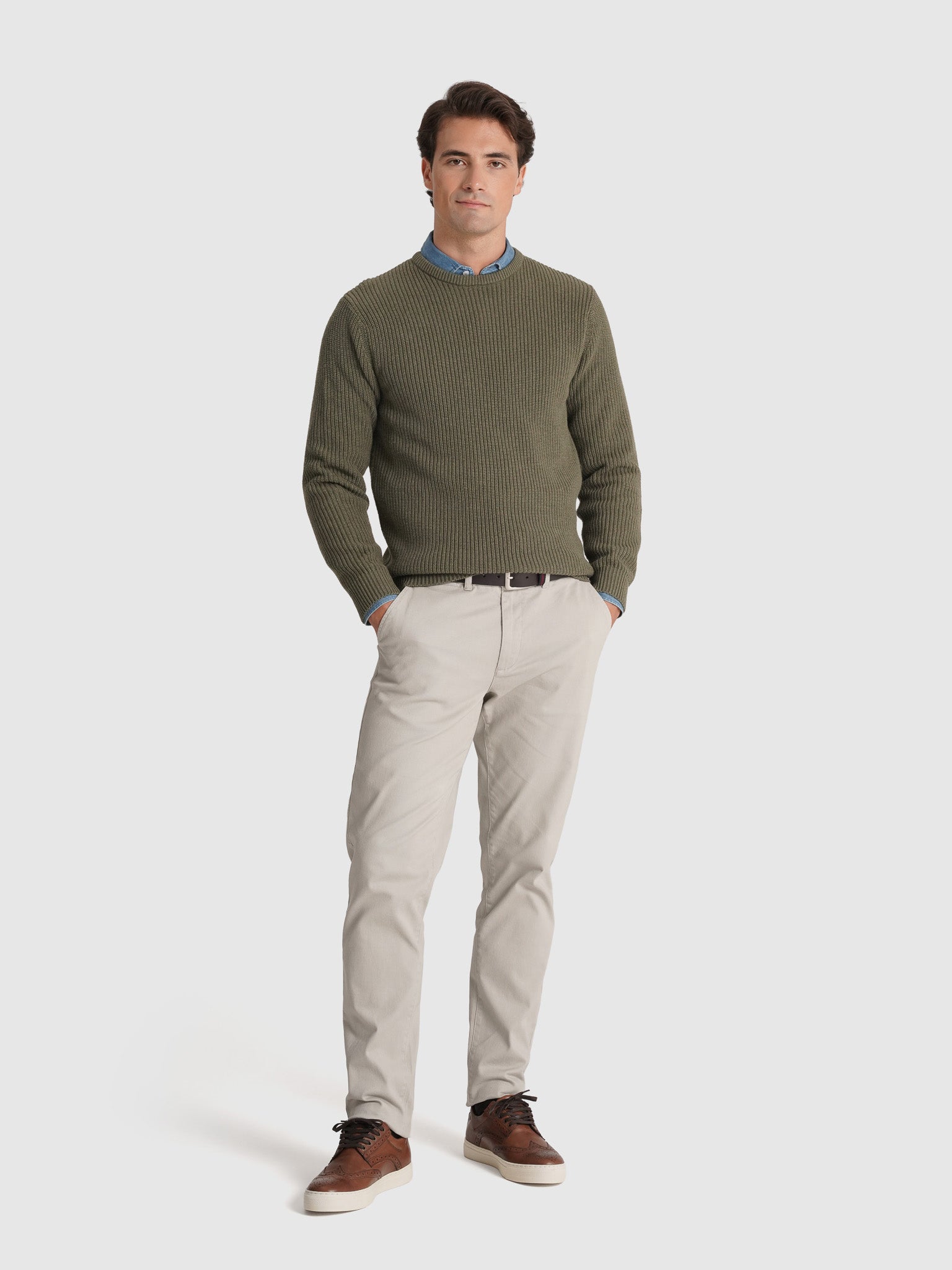 GREEN COTTON PULLOVER LONG SLEEVE REGULAR FIT MR. BLUE