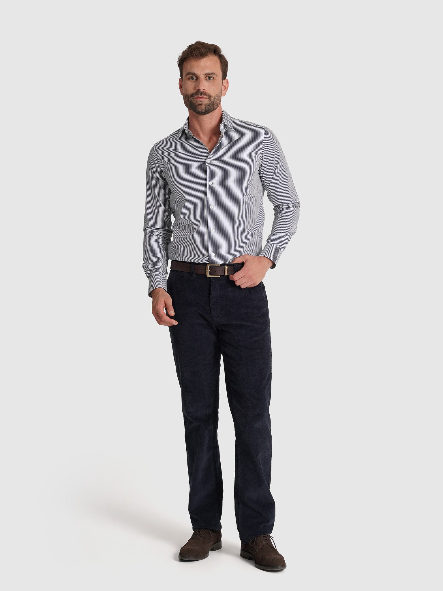BLUE COTTON SHIRT LONG SLEEVE SLIM FIT MR. BLUE
