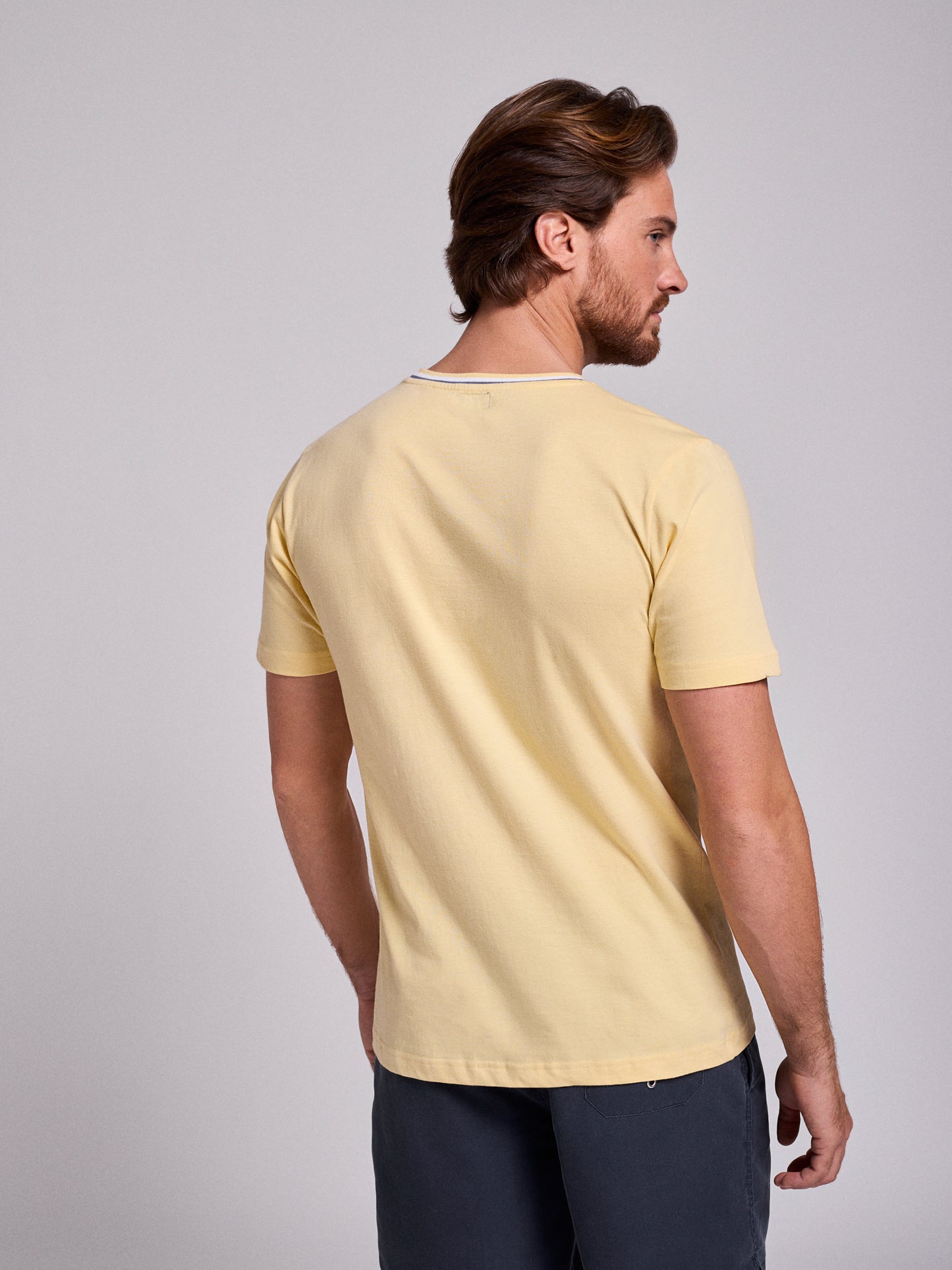 YELLOW COTTON T-SHIRT SHORT SLEEVE REGULAR FIT MR. BLUE