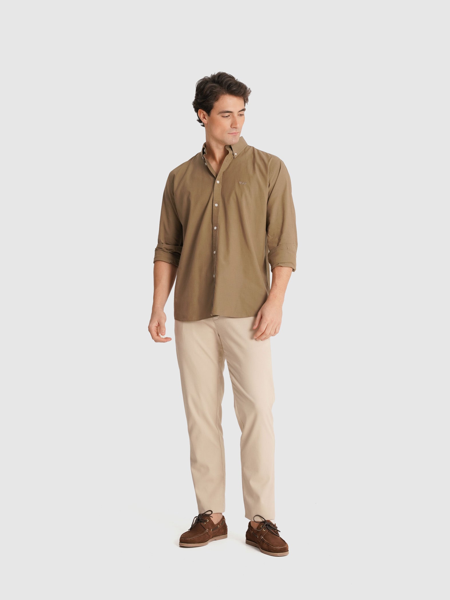 TENCEL TENCEL SHIRT BROWN LONG SLEEVE REGULAR FIT MR. BLUE