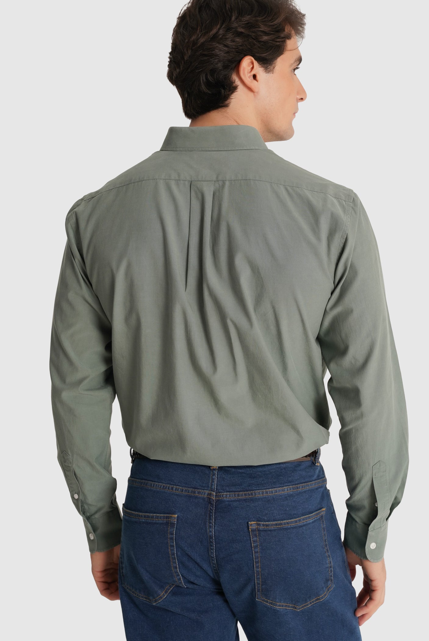 GREEN COTTON SHIRT LONG SLEEVE REGULAR FIT MR. BLUE
