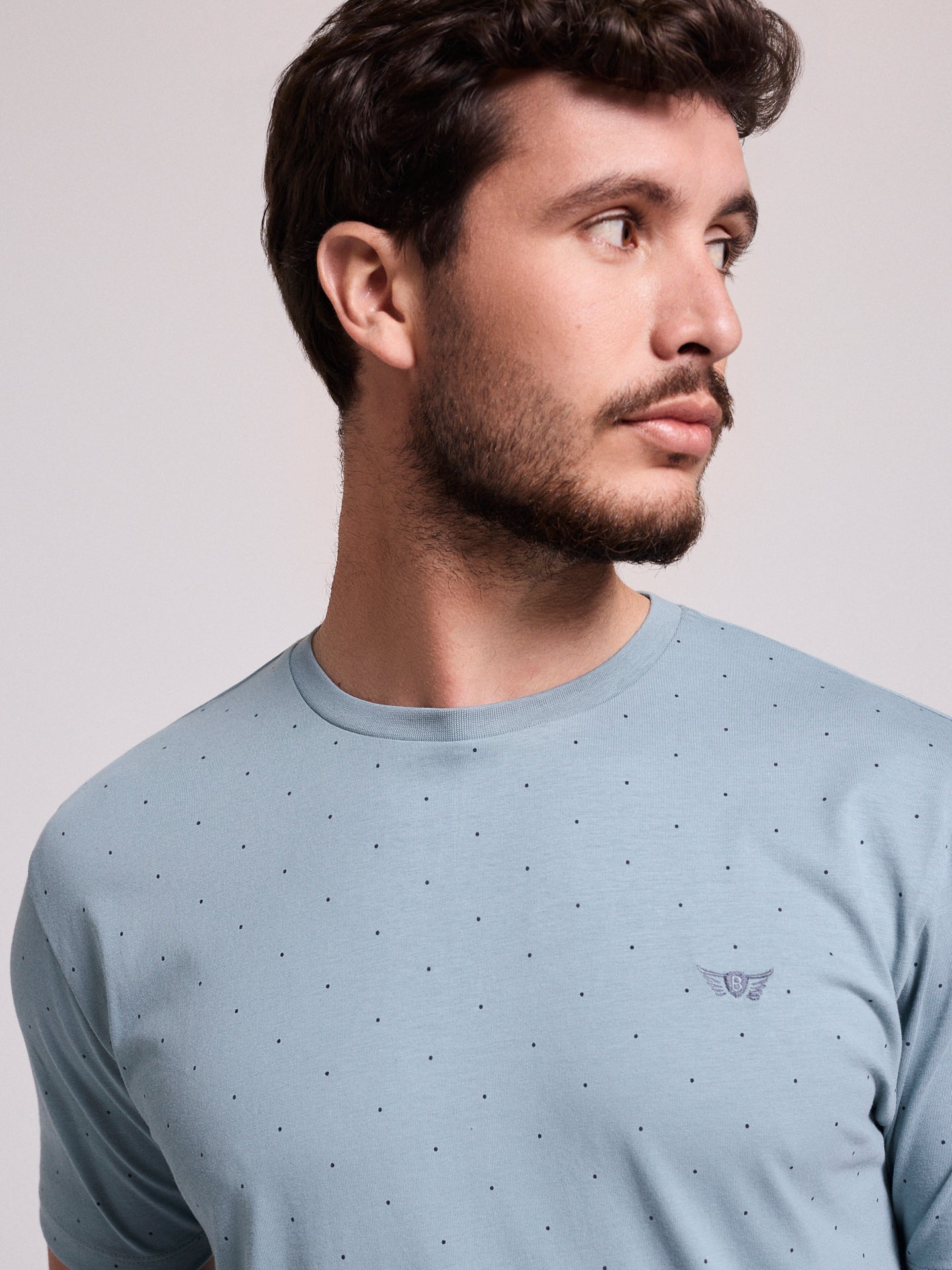 BLUE COTTON T-SHIRT SHORT SLEEVE REGULAR FIT MR. BLUE