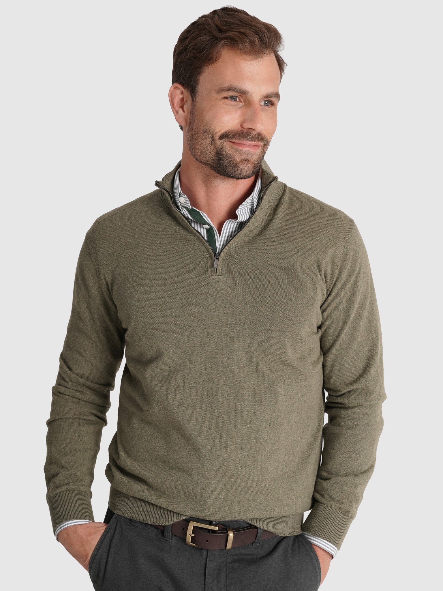 GREEN CASHMERE PULLOVER LONG SLEEVE REGULAR FIT MR. BLUE