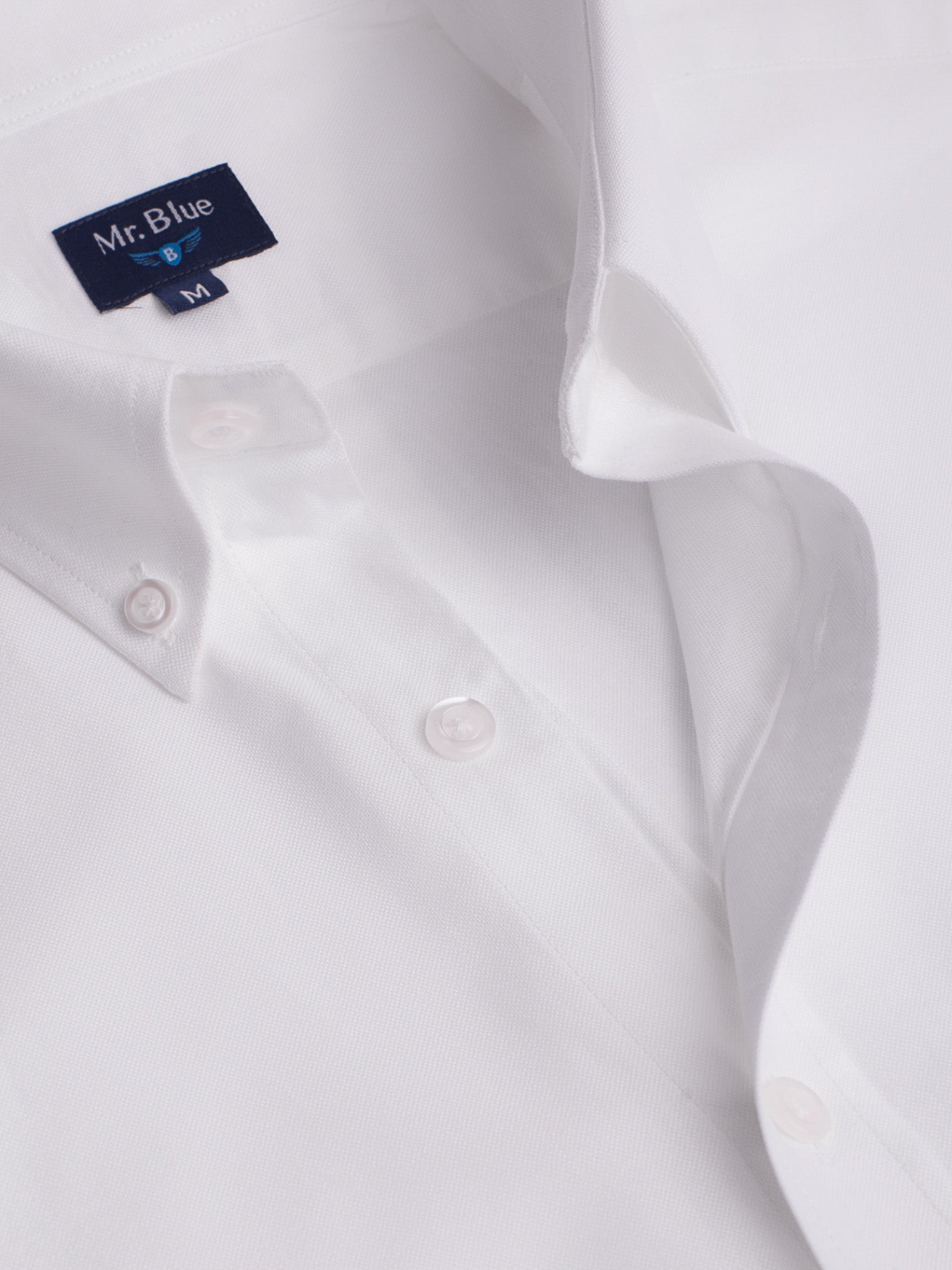 CAMISA ALGODÃO BRANCA MANGA COMPRIDA REGULAR FIT MR. BLUE