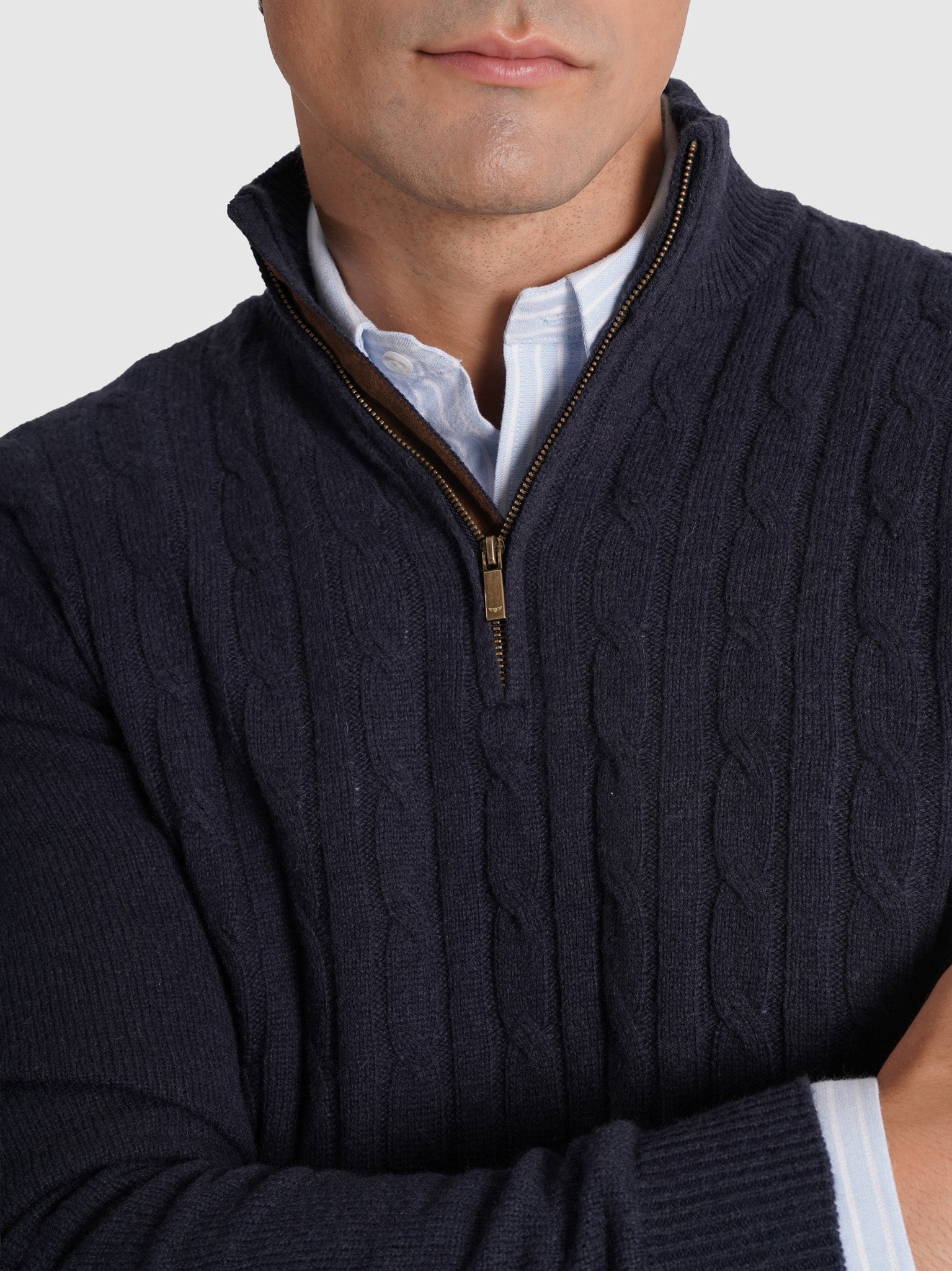 BLUE WOOL PULLOVER WITH REGULAR FIT MR ELBOW PADS. BLUE