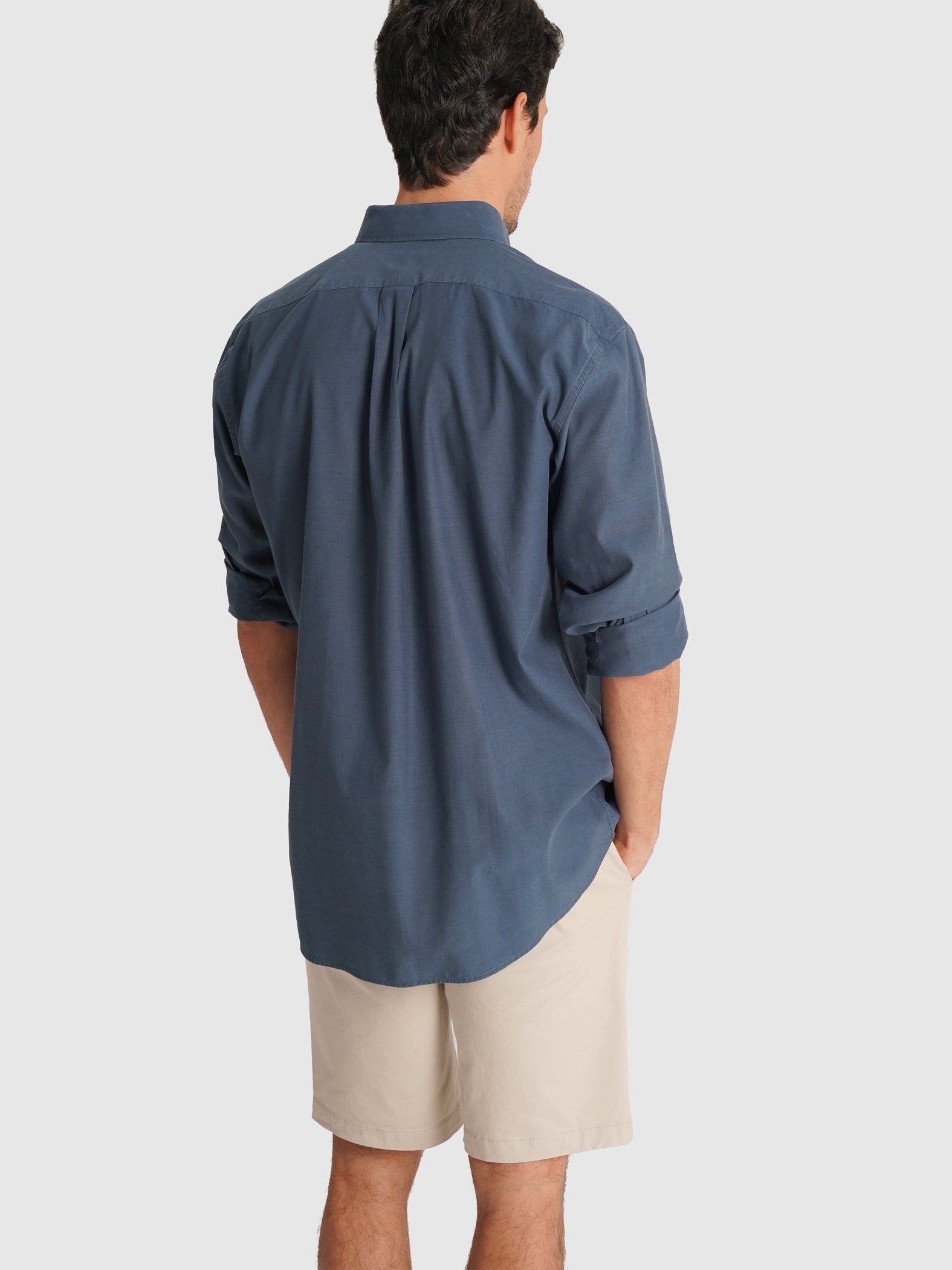 TENCEL BLUE LONG SLEEVE REGULAR FIT MR SHIRT. BLUE