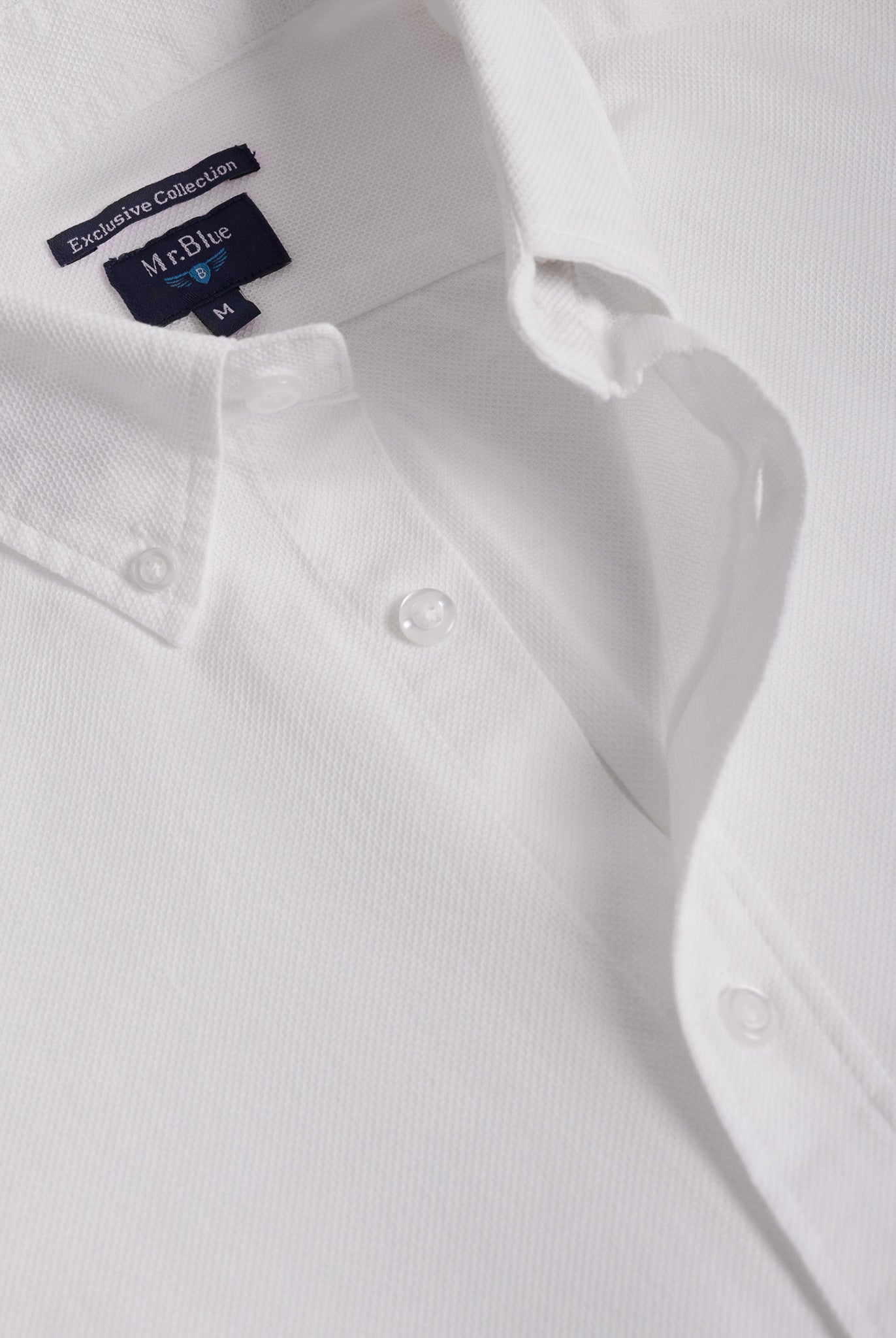 WHITE COTTON SHIRT LONG SLEEVE REGULAR FIT MR. BLUE
