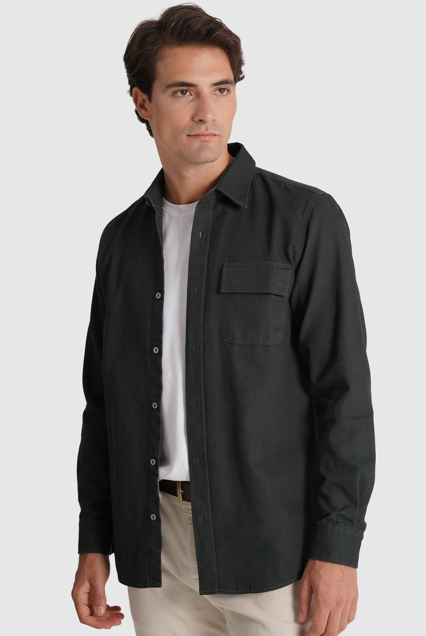 Sobrecamisa Algodão Cinzenta Manga Comprida Regular Fit Mr. Blue