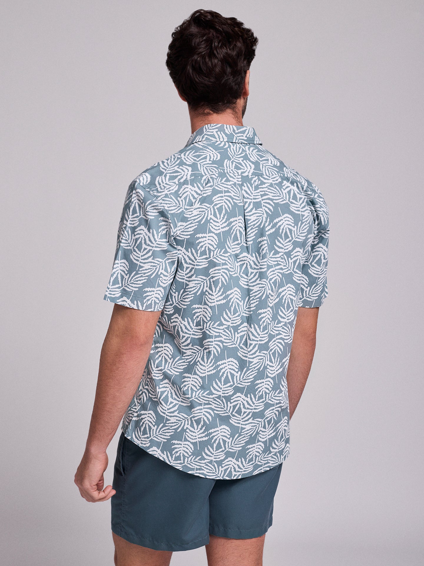 GREEN COTTON SHIRT SHORT SLEEVE REGULAR FIT MR. BLUE