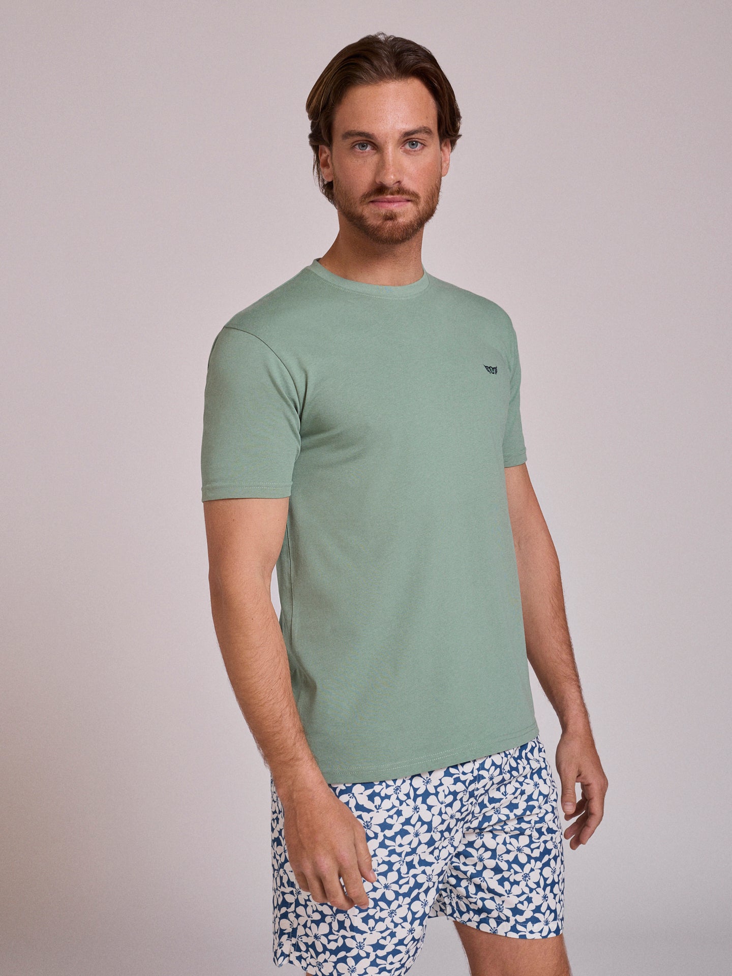 GREEN COTTON T-SHIRT SHORT SLEEVE REGULAR FIT MR. BLUE