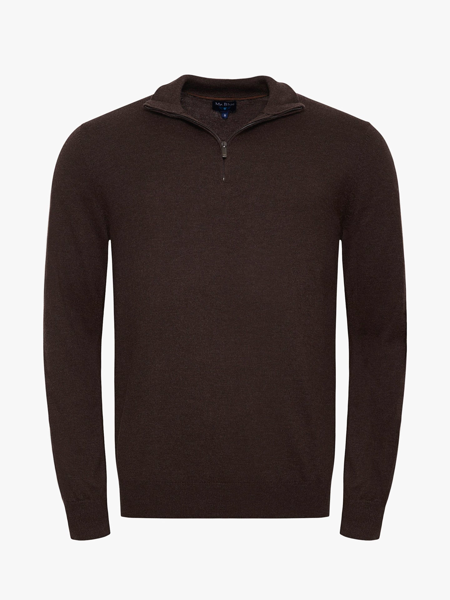 THIN BROWN PULLOVER WITH REGULAR FIT MR ELBOW PADS. BLUE