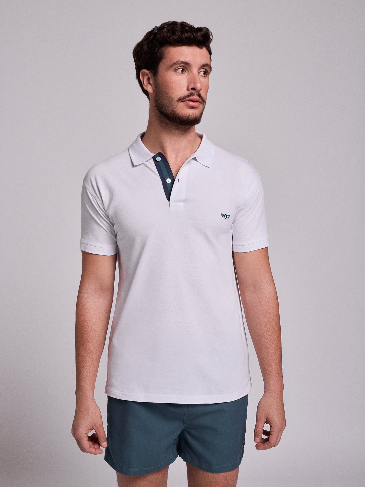 WHITE POLO SHORT SLEEVES REGULAR FIT MR. BLUE