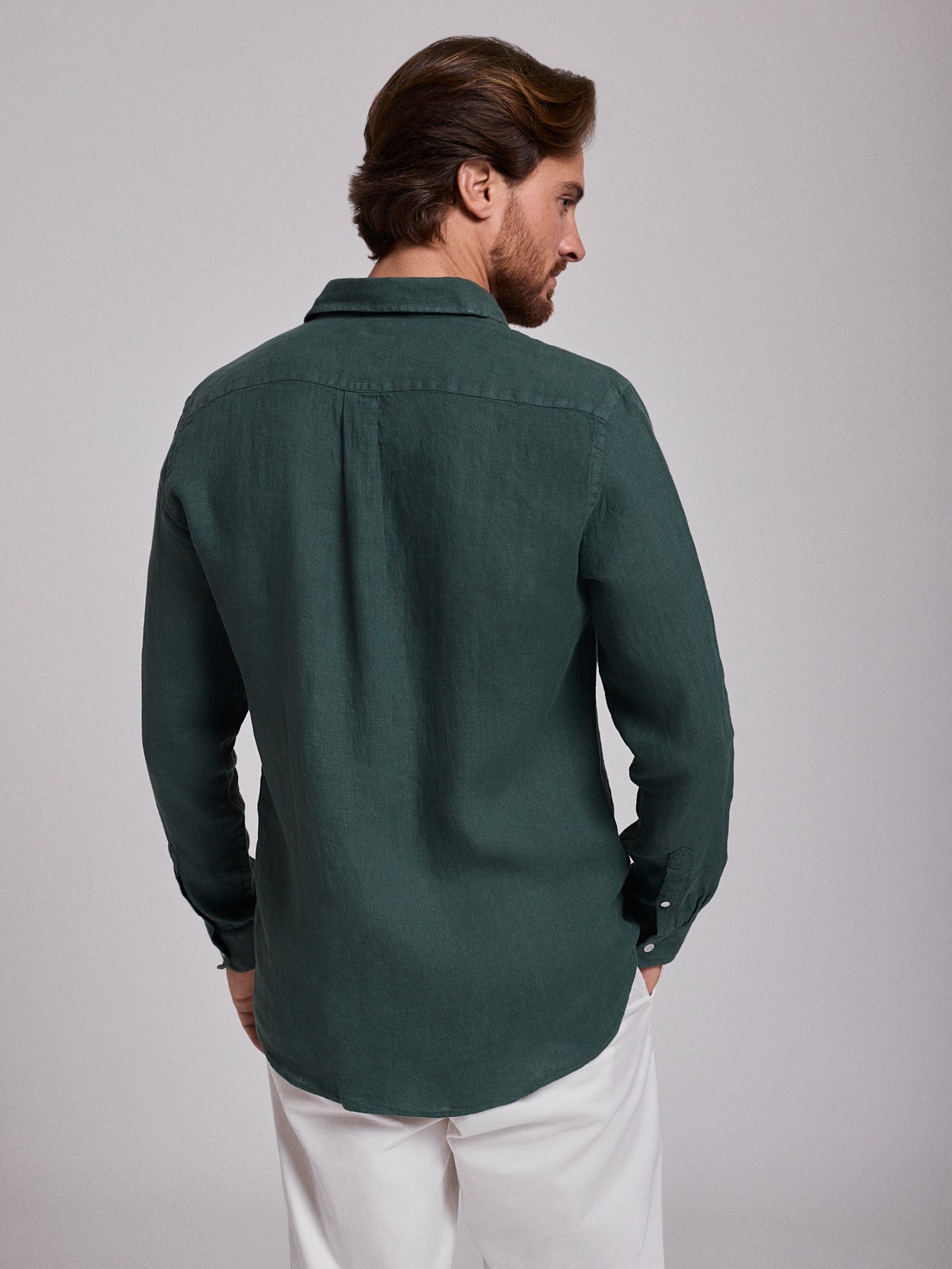 CAMISA LINHO VERDE MANGA COMPRIDA TAILORED FIT MARK BELLUCCI