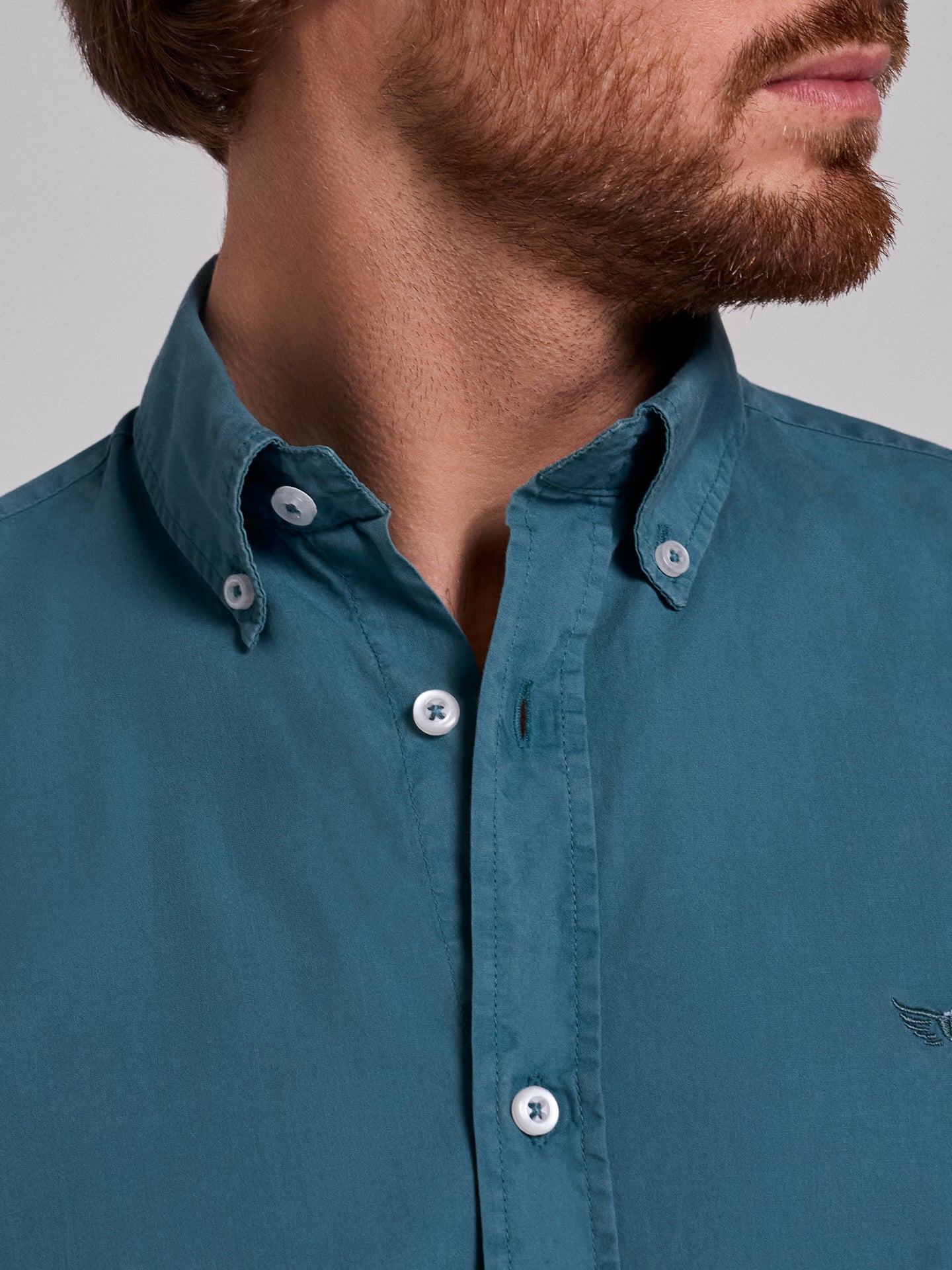 GREEN COTTON SHIRT SHORT SLEEVE REGULAR FIT MR. BLUE