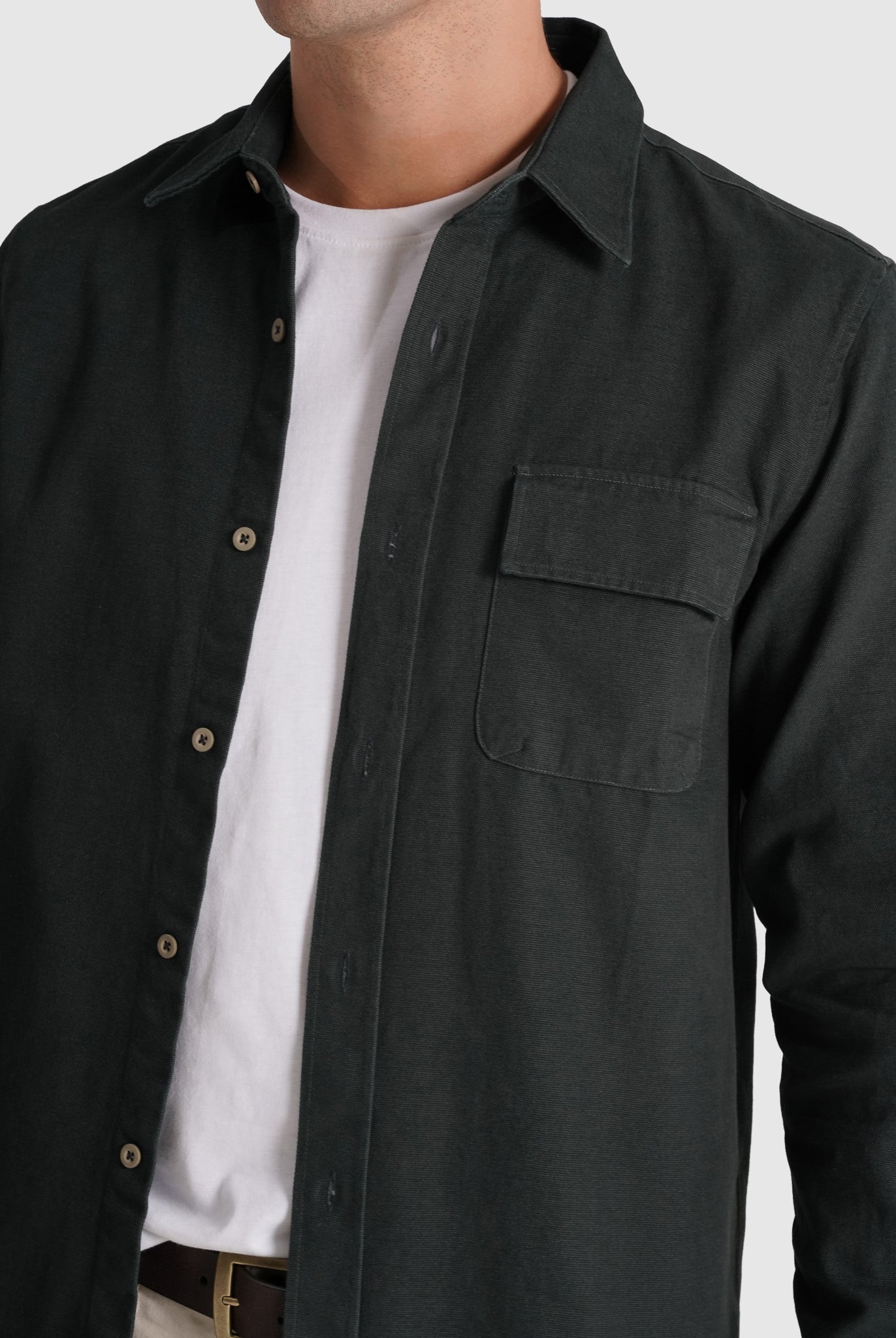 Sobrecamisa Algodão Cinzenta Manga Comprida Regular Fit Mr. Blue