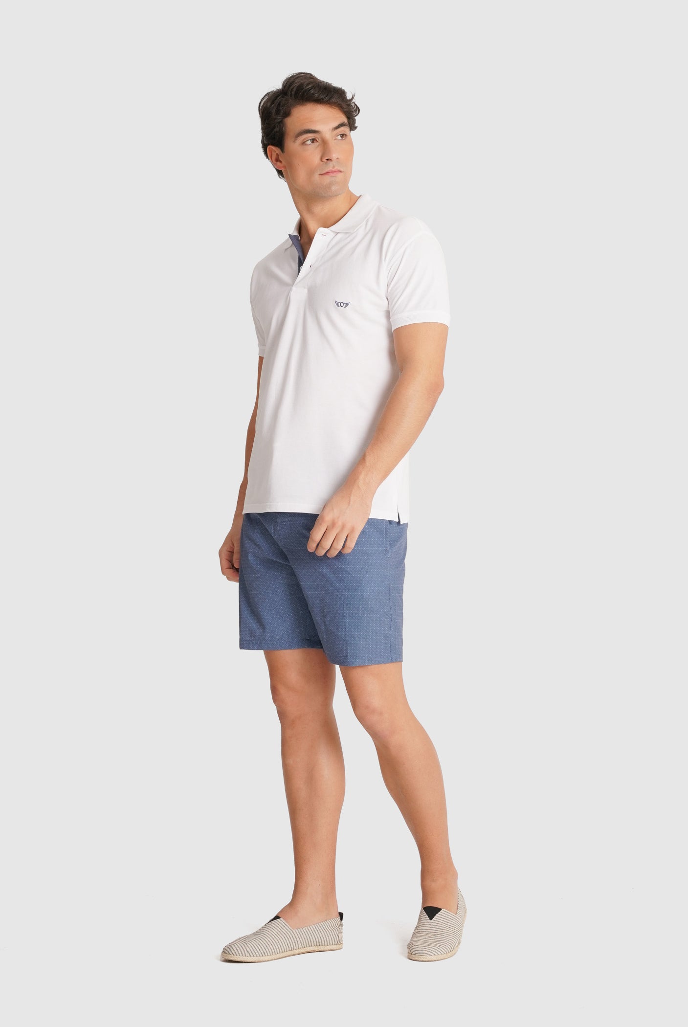 WHITE PIQUET POLO SHORT SLEEVES REGULAR FIT MR. BLUE