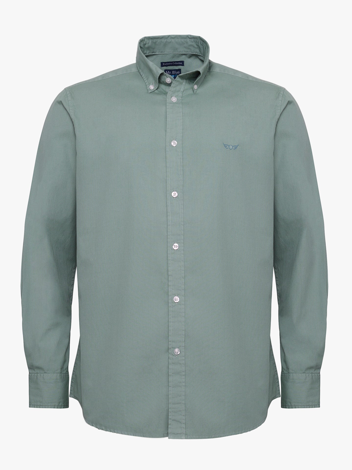 GREEN COTTON SHIRT LONG SLEEVE REGULAR FIT MR. BLUE