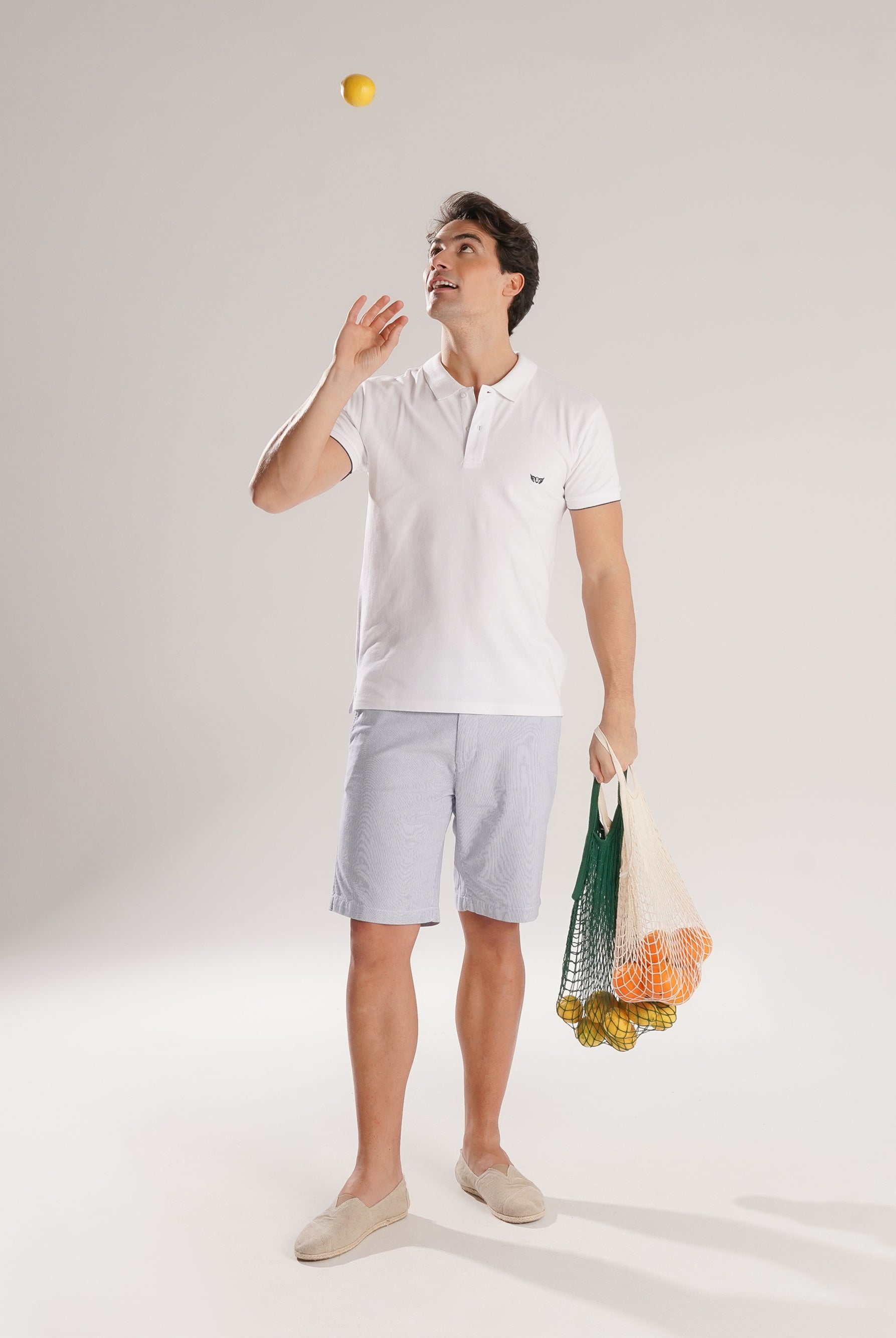 WHITE PIQUET POLO SHORT SLEEVES REGULAR FIT MR. BLUE