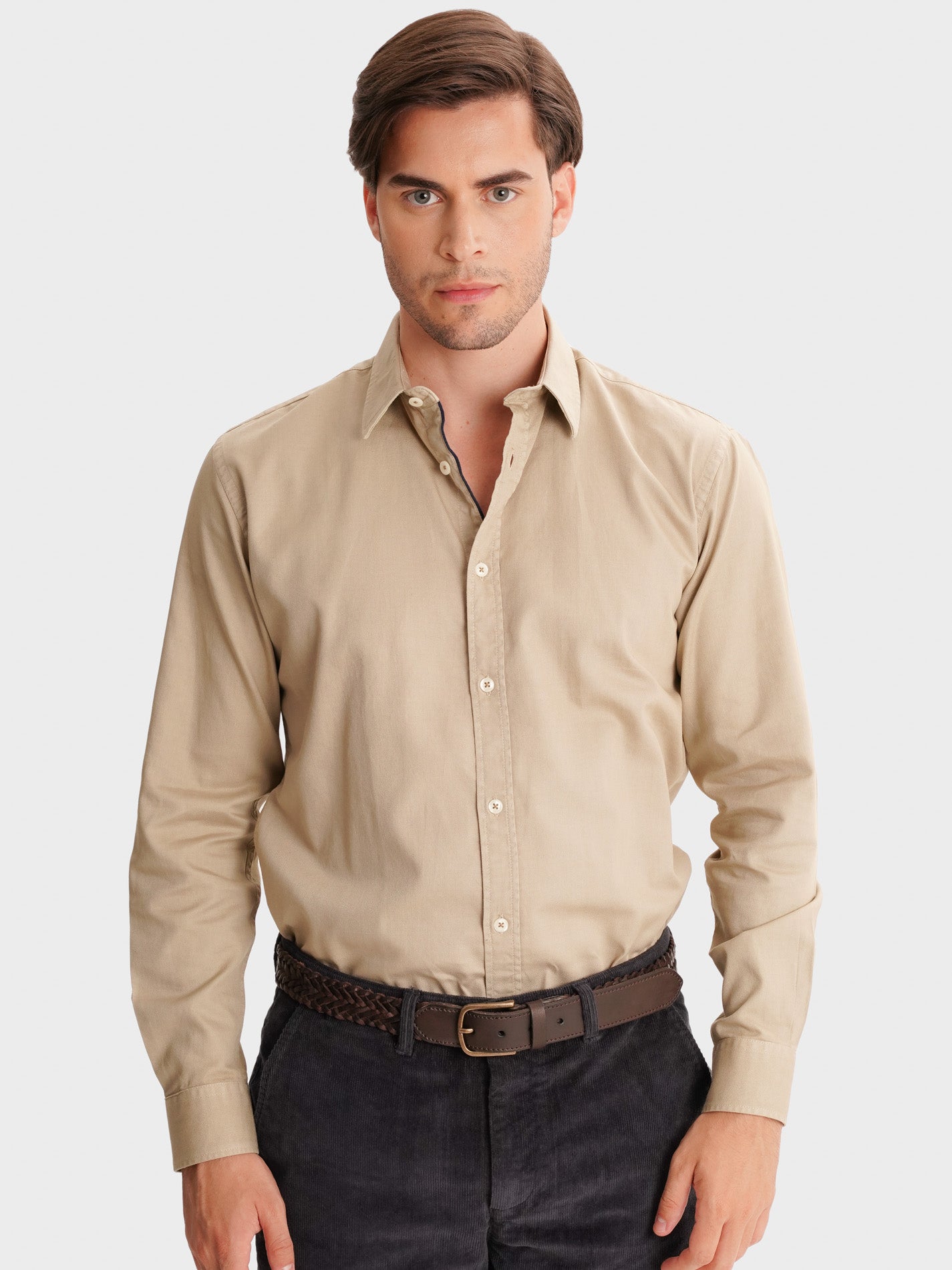 BEIGE TAILORED FIT MR SHIRT. BLUE