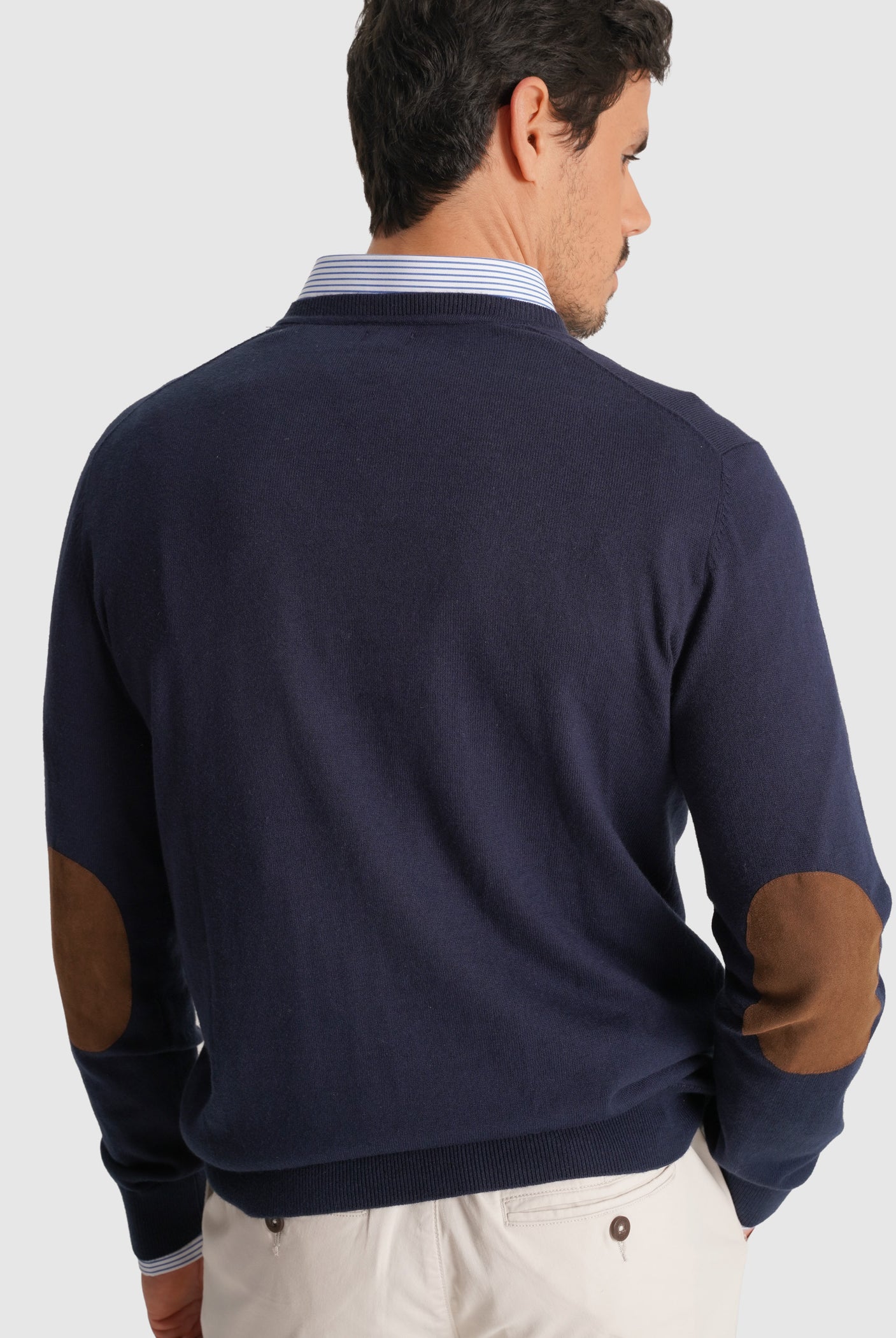 BLUE PULLOVER WITH REGULAR FIT MR ELBOW PADS. BLUE
