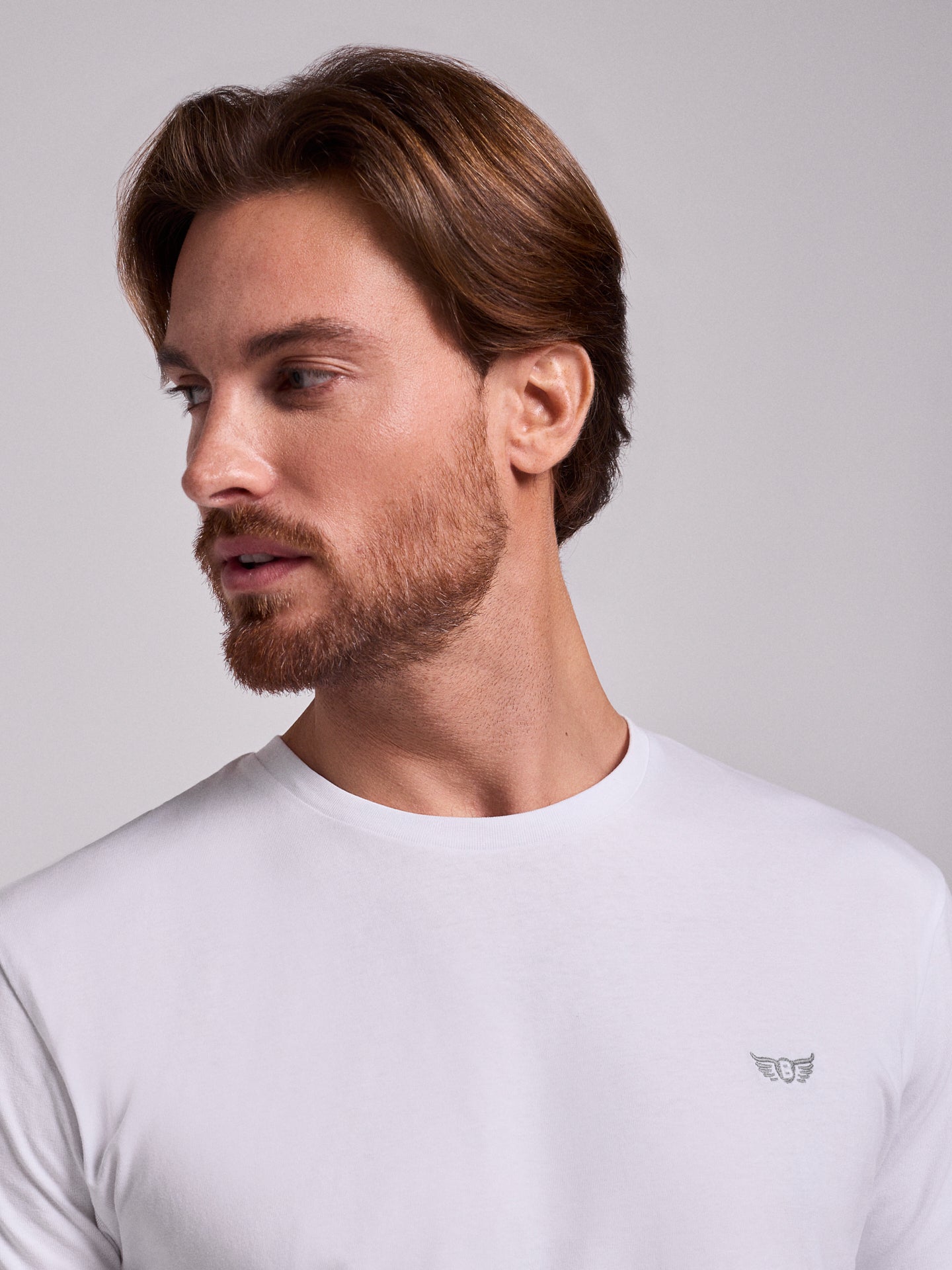 WHITE COTTON T-SHIRT SHORT SLEEVES REGULAR FIT MR. BLUE