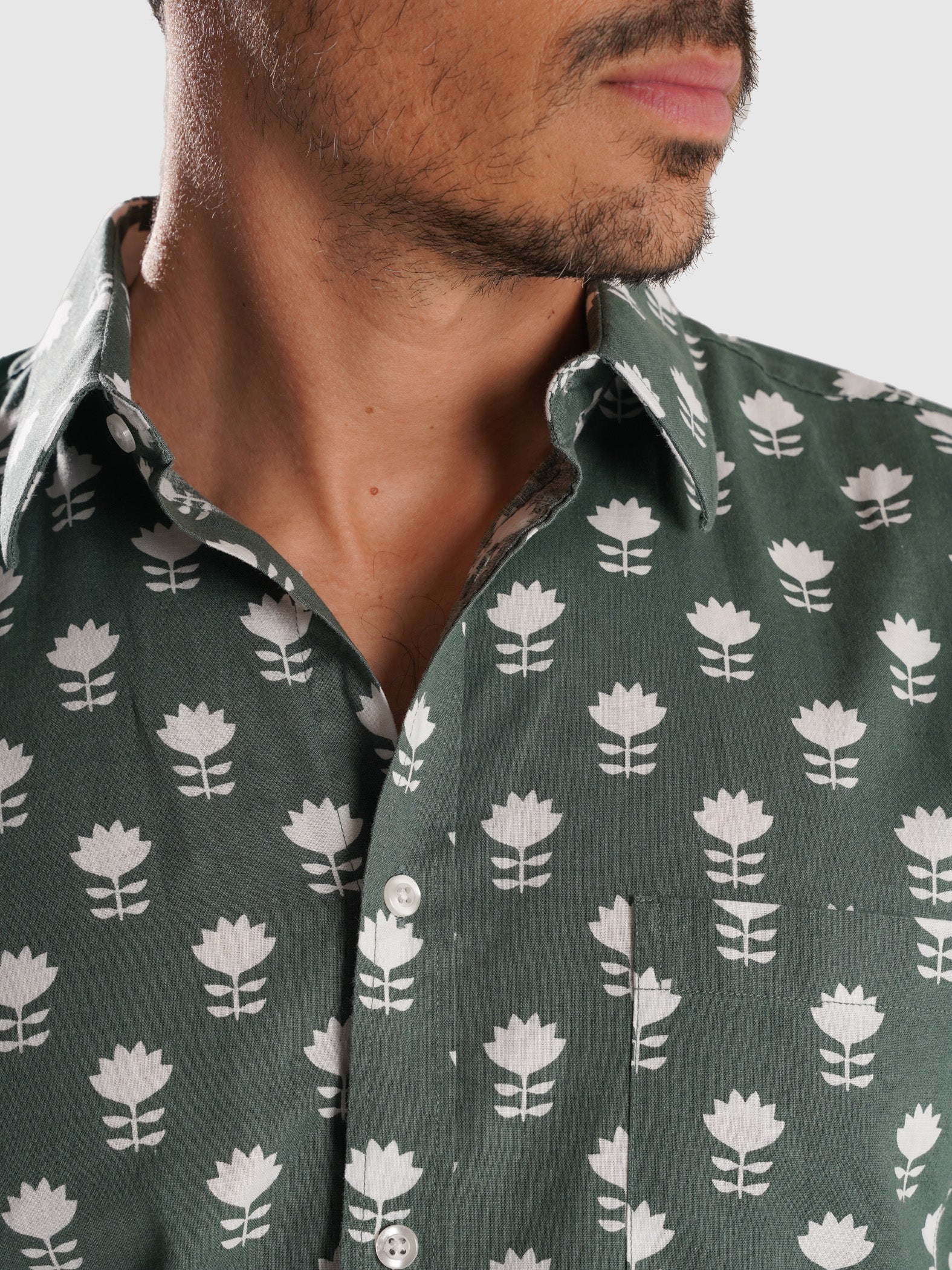 GREEN SHIRT SHORT SLEEVE REGULAR FIT MR. BLUE