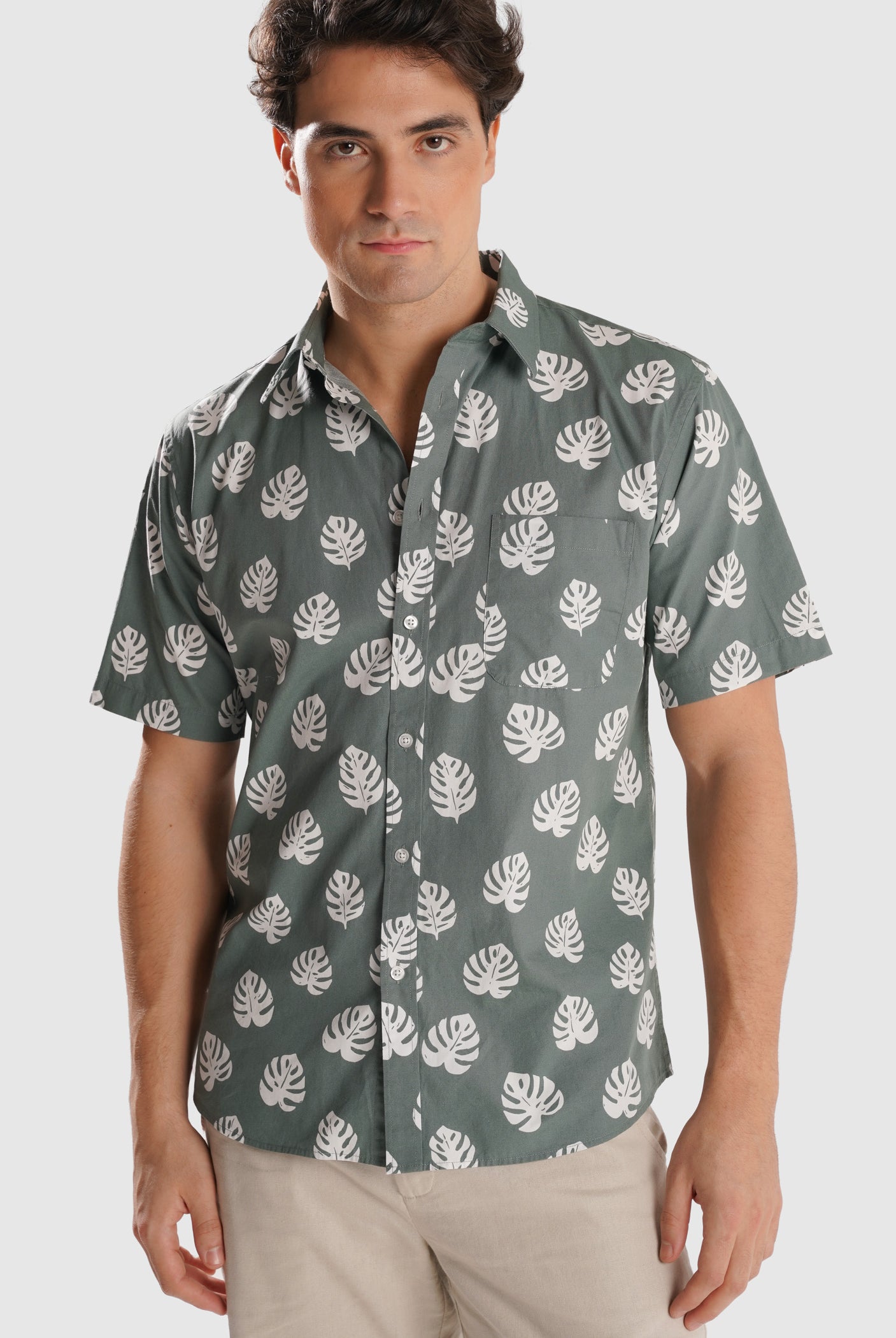 GREEN SHIRT SHORT SLEEVE REGULAR FIT MR. BLUE