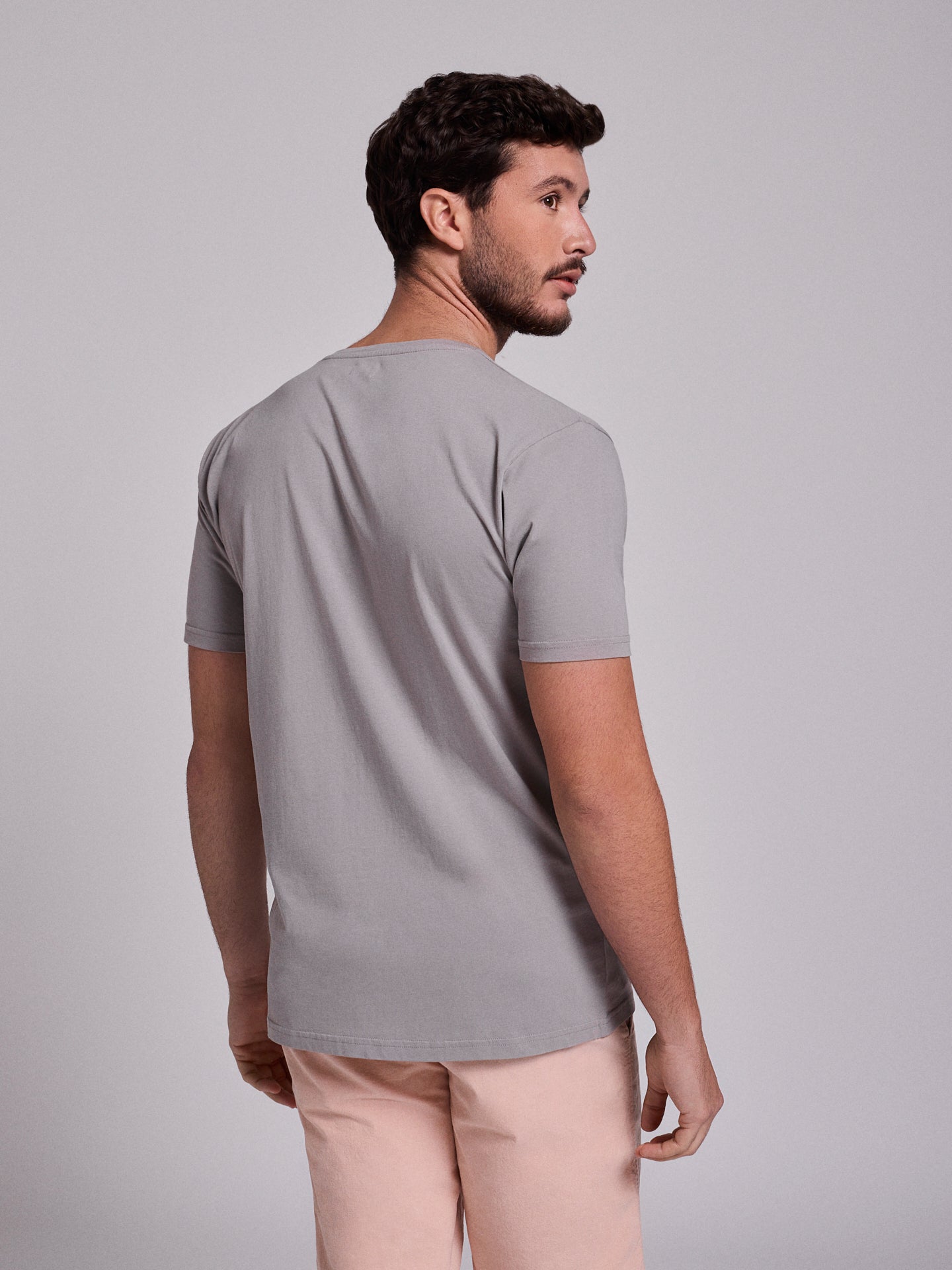 GRAY COTTON T-SHIRT SHORT SLEEVES REGULAR FIT MR. BLUE