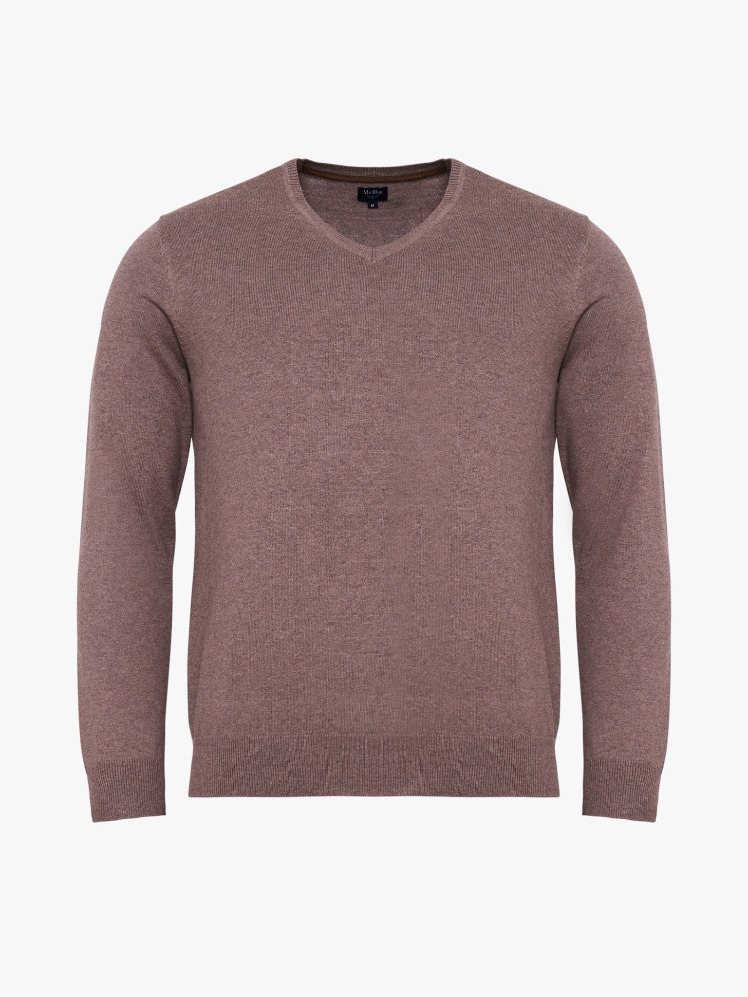 BROWN CASHMERE PULLOVER WITH REGULAR FIT MR ELBOW PADS. BLUE