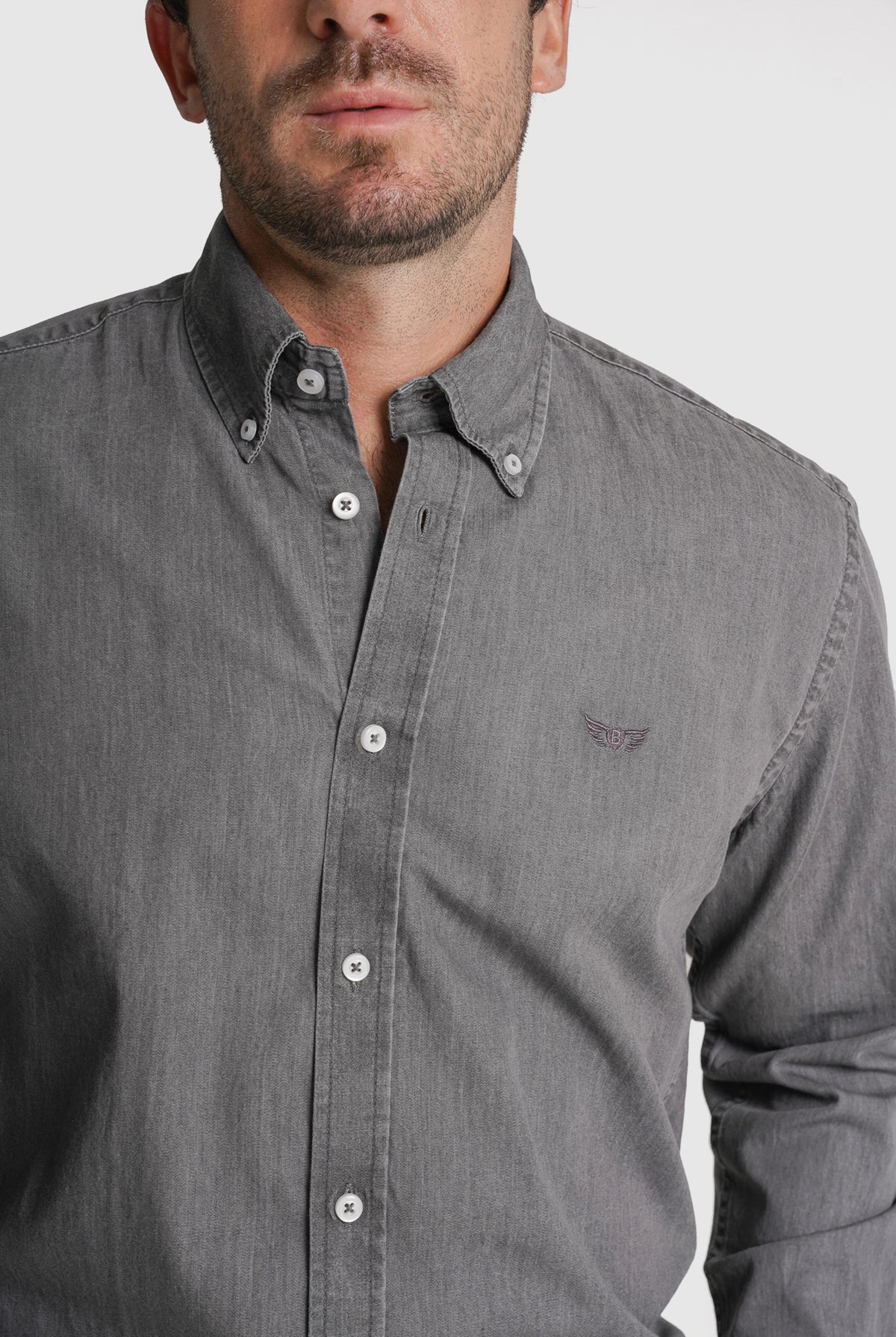 CAMISA TWILL REGULAR FIT CINZENTA LISA MR. BLUE