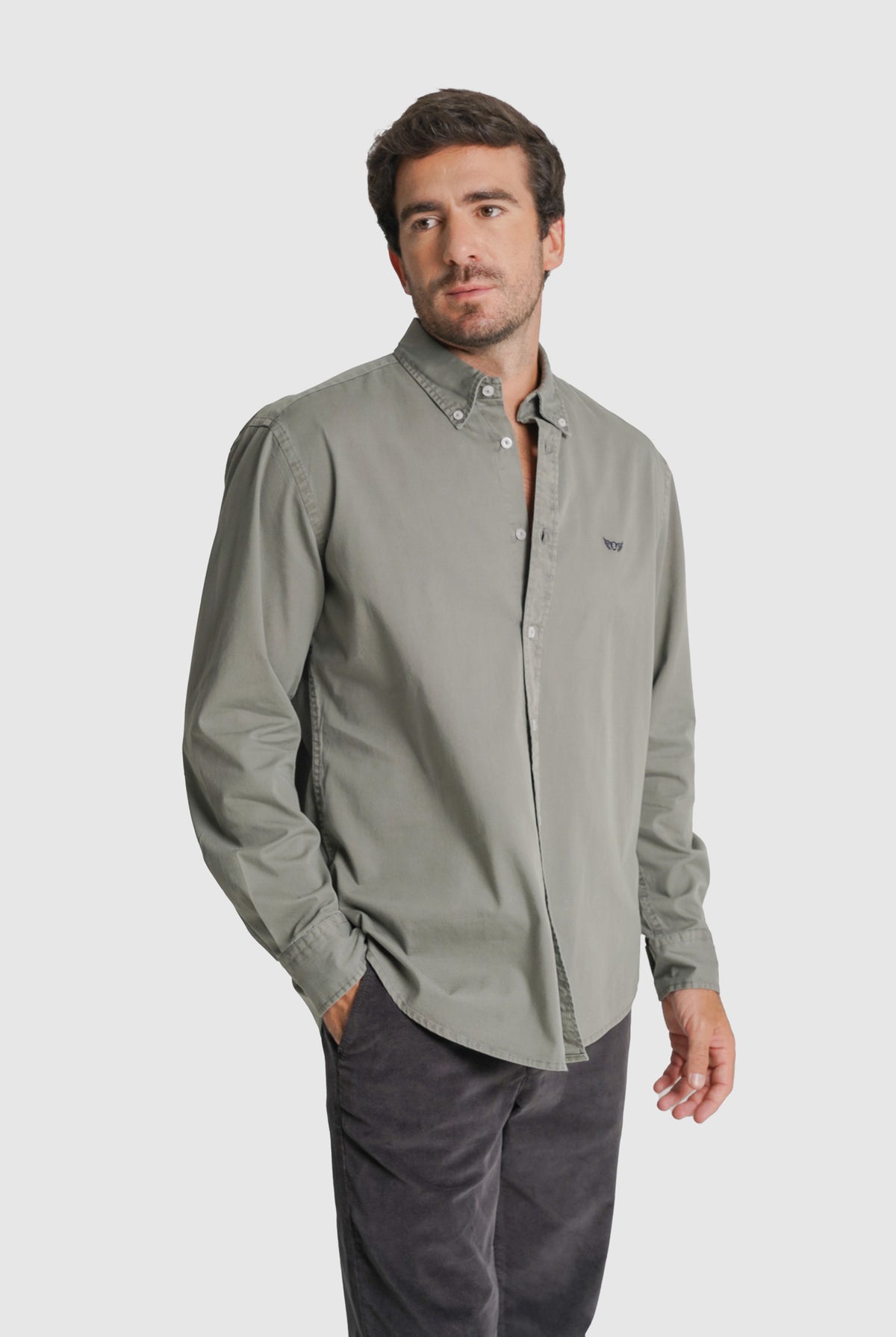CAMISA TWILL REGULAR FIT VERDE LISA MR. BLUE