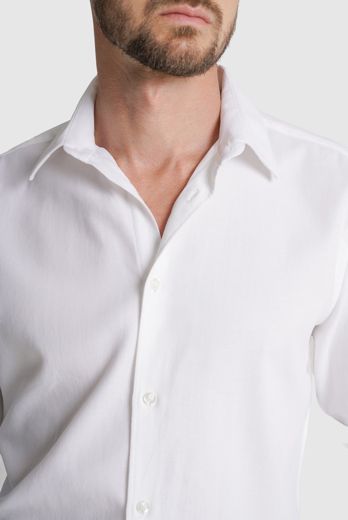 CAMISA ESTRUTURADA TAILORED FIT BRANCA LISA MR. BLUE