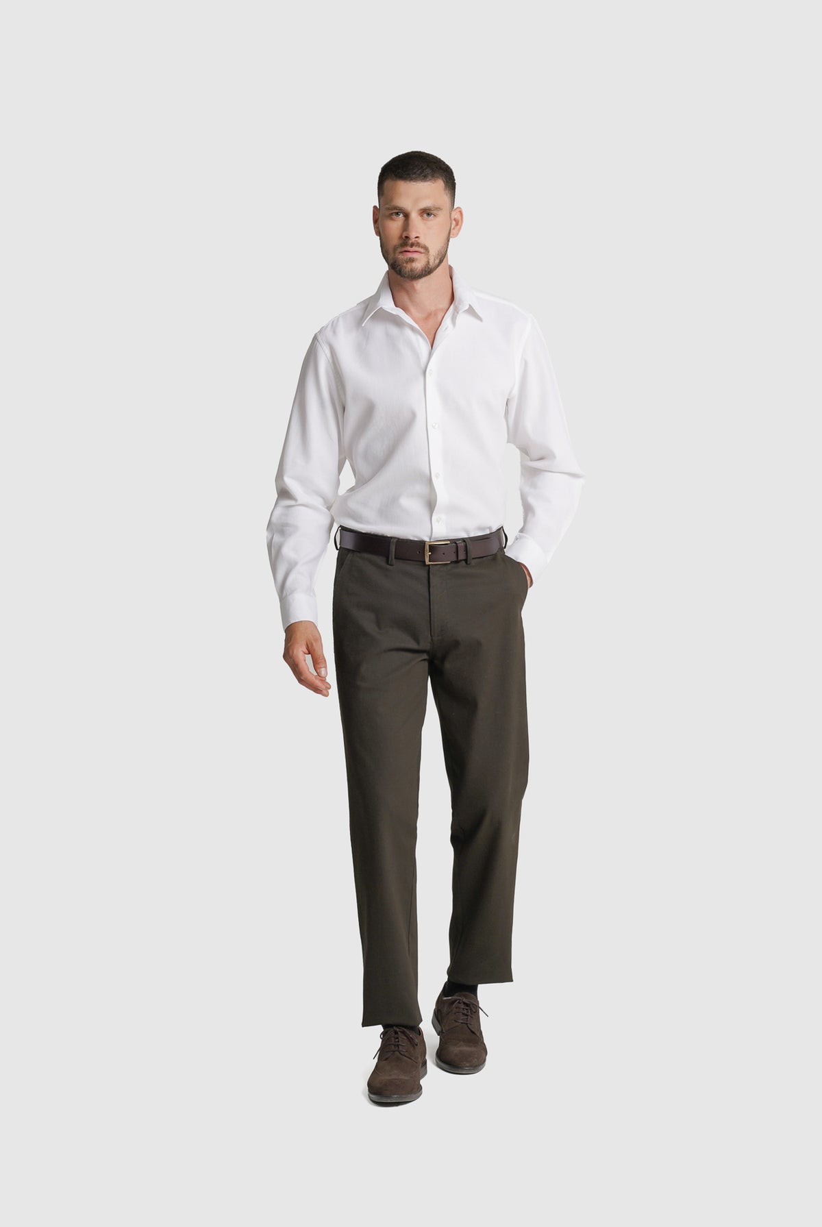 CAMISA ESTRUTURADA TAILORED FIT BRANCA LISA MR. BLUE