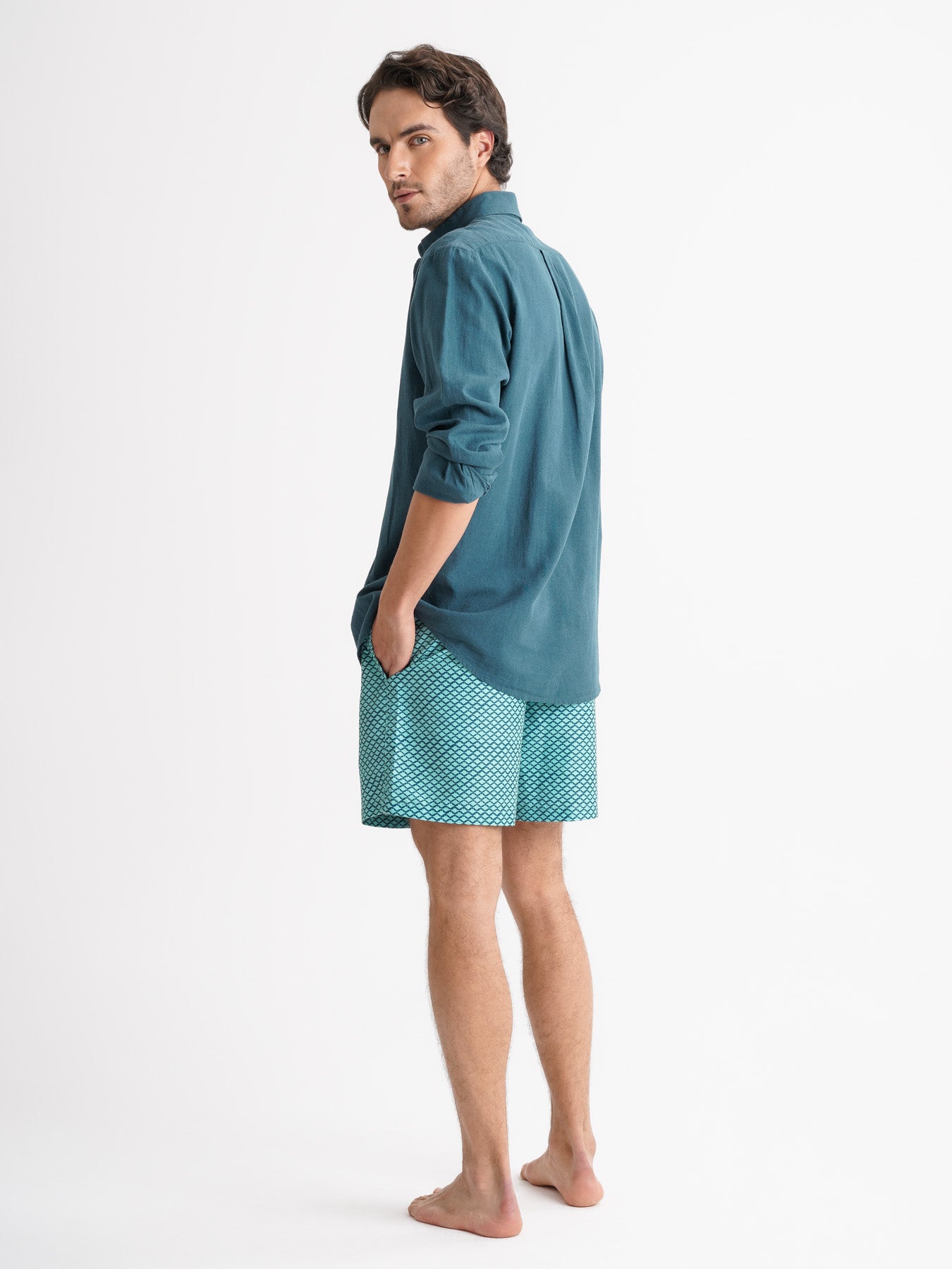 Camisa Regular Fit Linho Azul Mr. Blue
