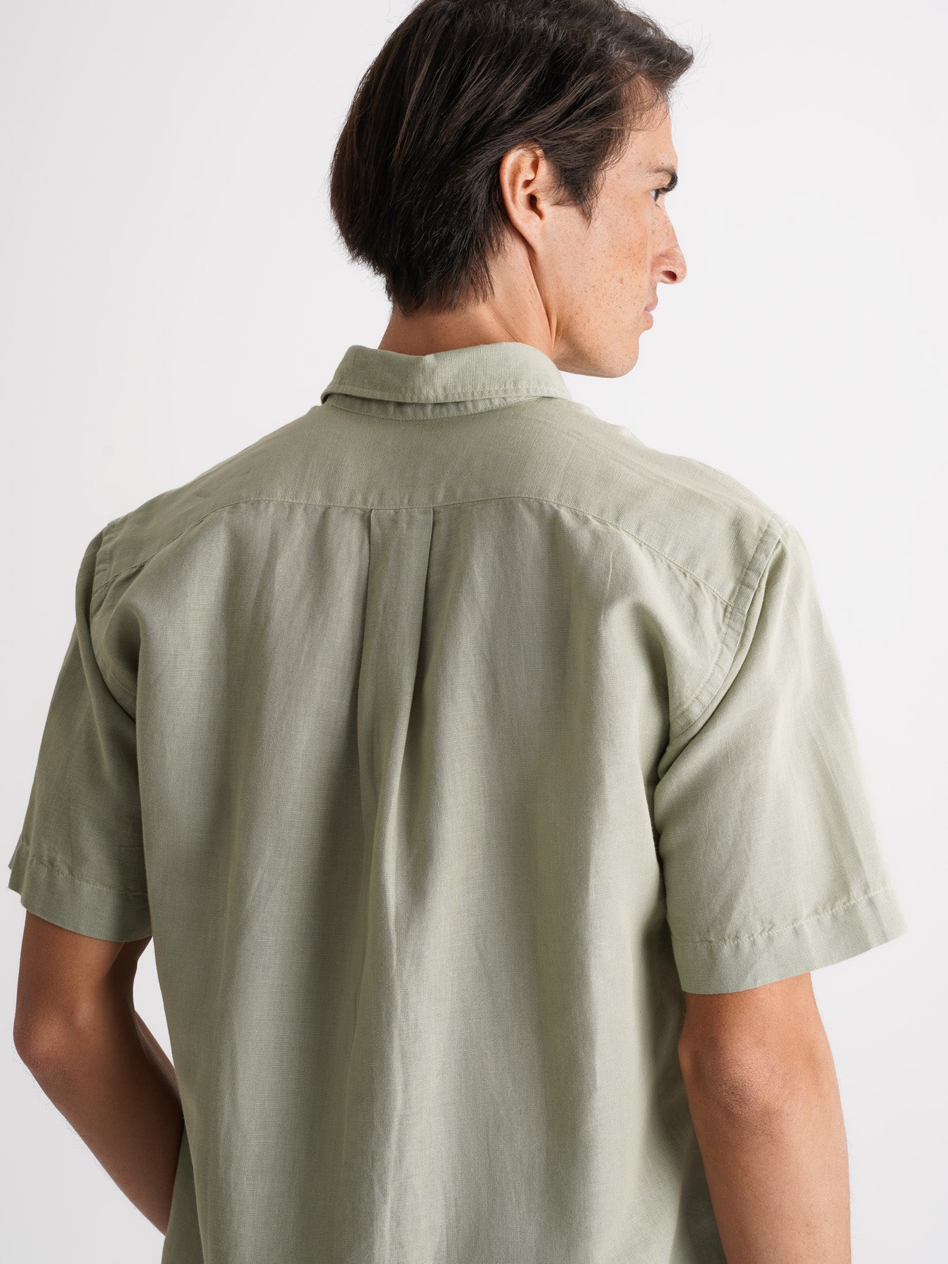 Mr. Blue Green Linen Regular Fit Shirt