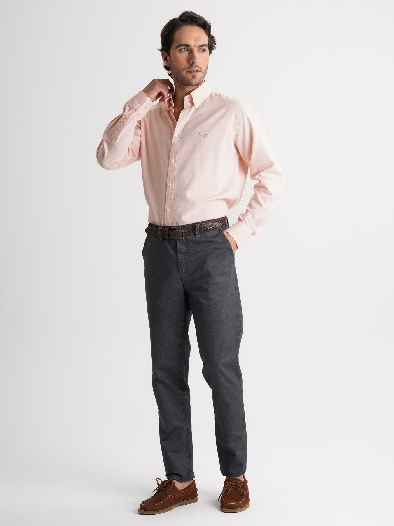 Mr. Blue Orange Regular Fit Herringbone Shirt