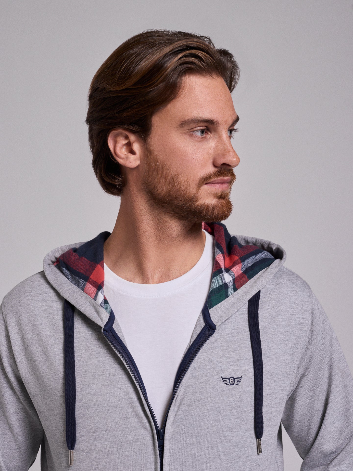 HOODIE ALGODÃO CINZENTO MANGA COMPRIDA REGULAR FIT MR. BLUE