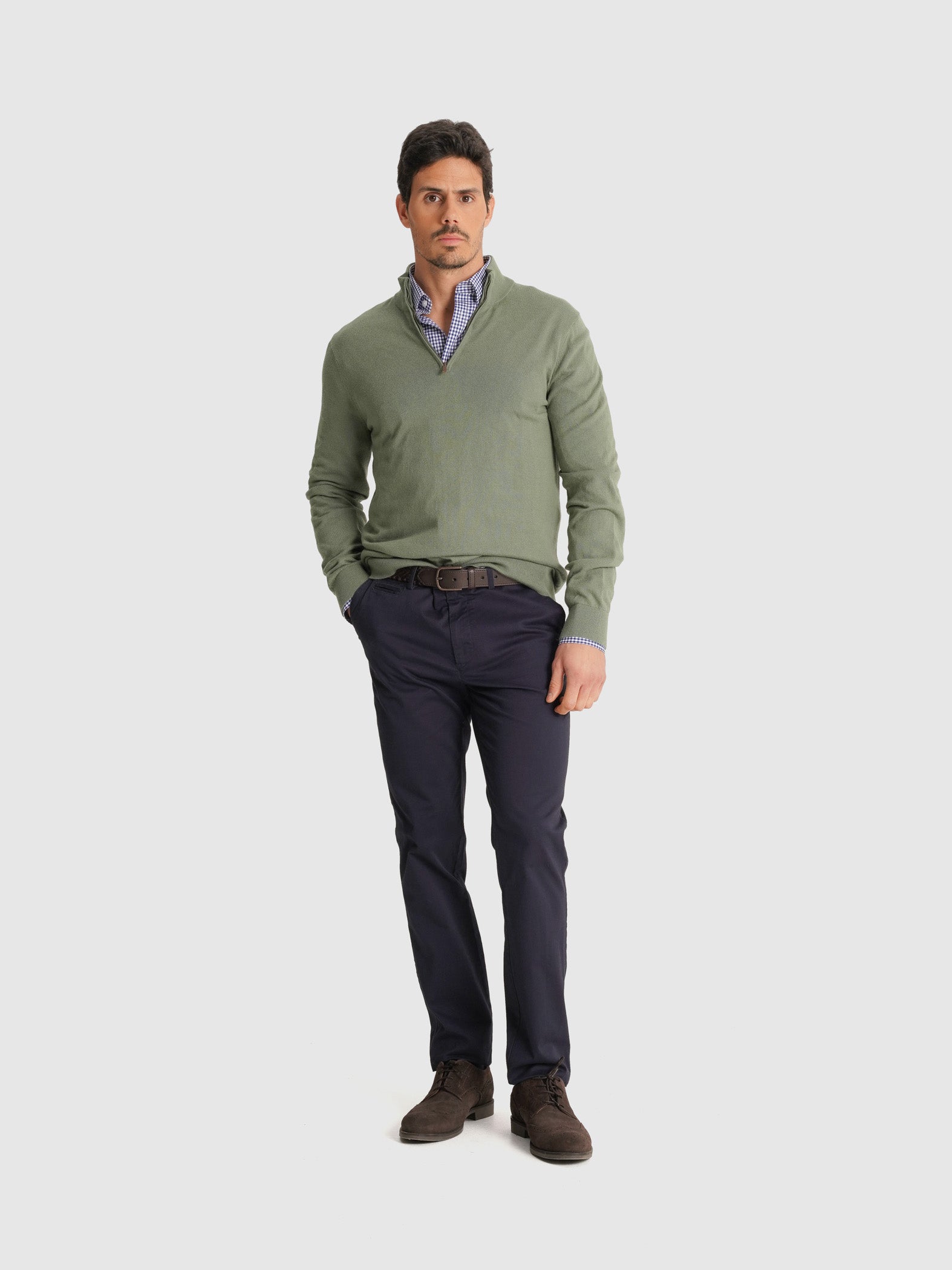PULLOVER ALGODÃO VERDE MANGA COMPRIDA REGULAR FIT MR. BLUE