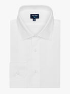 WHITE COTTON LONG SLEEVE SHIRT CLASSIC FIT MR. BLUE