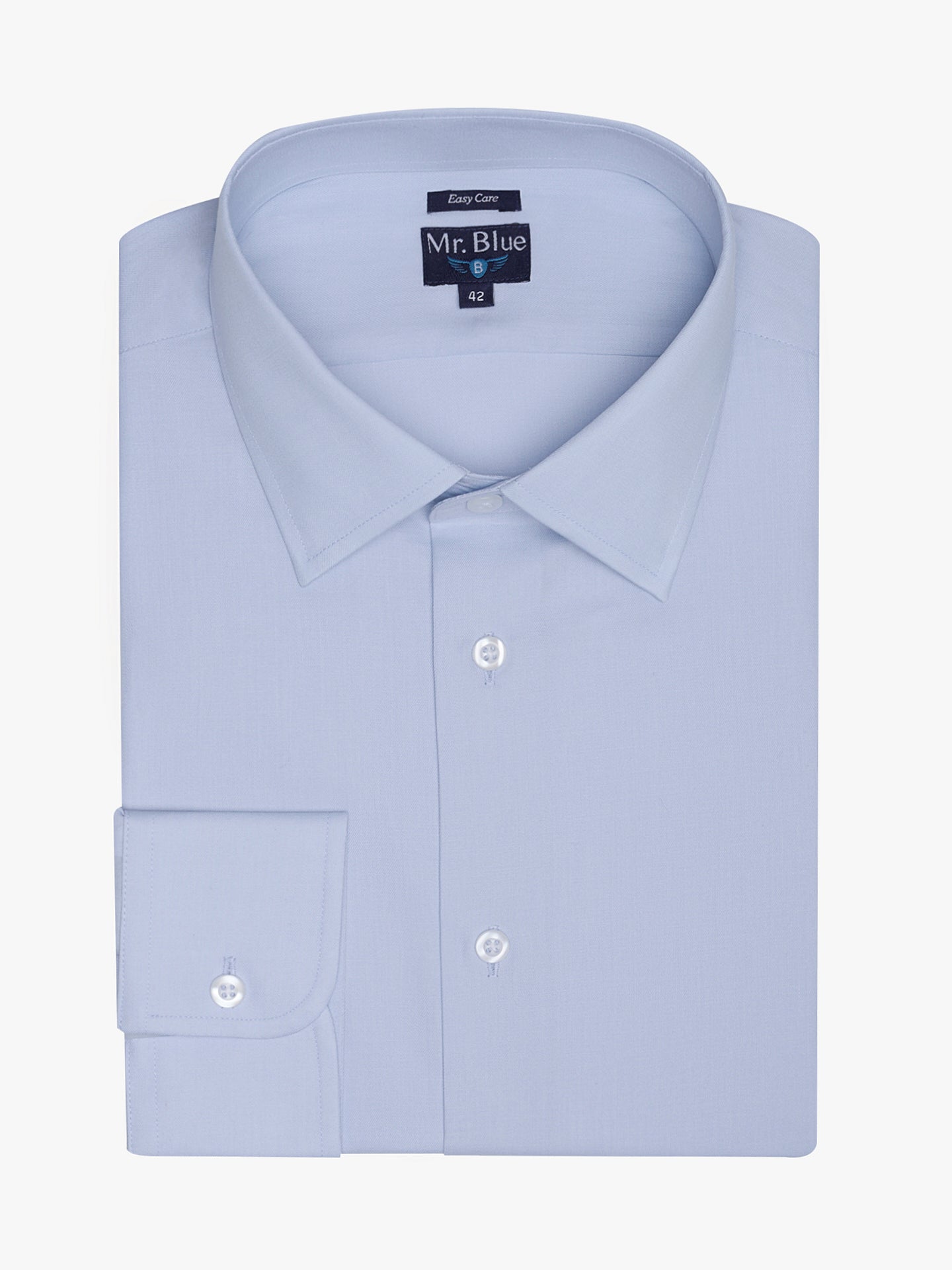LONG SLEEVE BLUE COTTON SHIRT CLASSIC FIT MR. BLUE