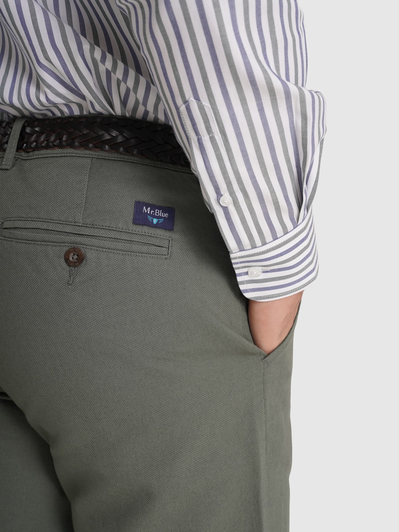 GREEN COTTON TROUSERS REGULAR FIT MR. BLUE