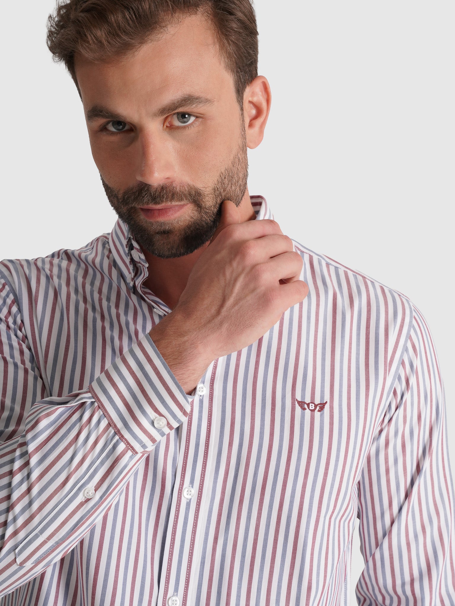 BORDEAUX COTTON SHIRT LONG SLEEVE REGULAR FIT MR. BLUE